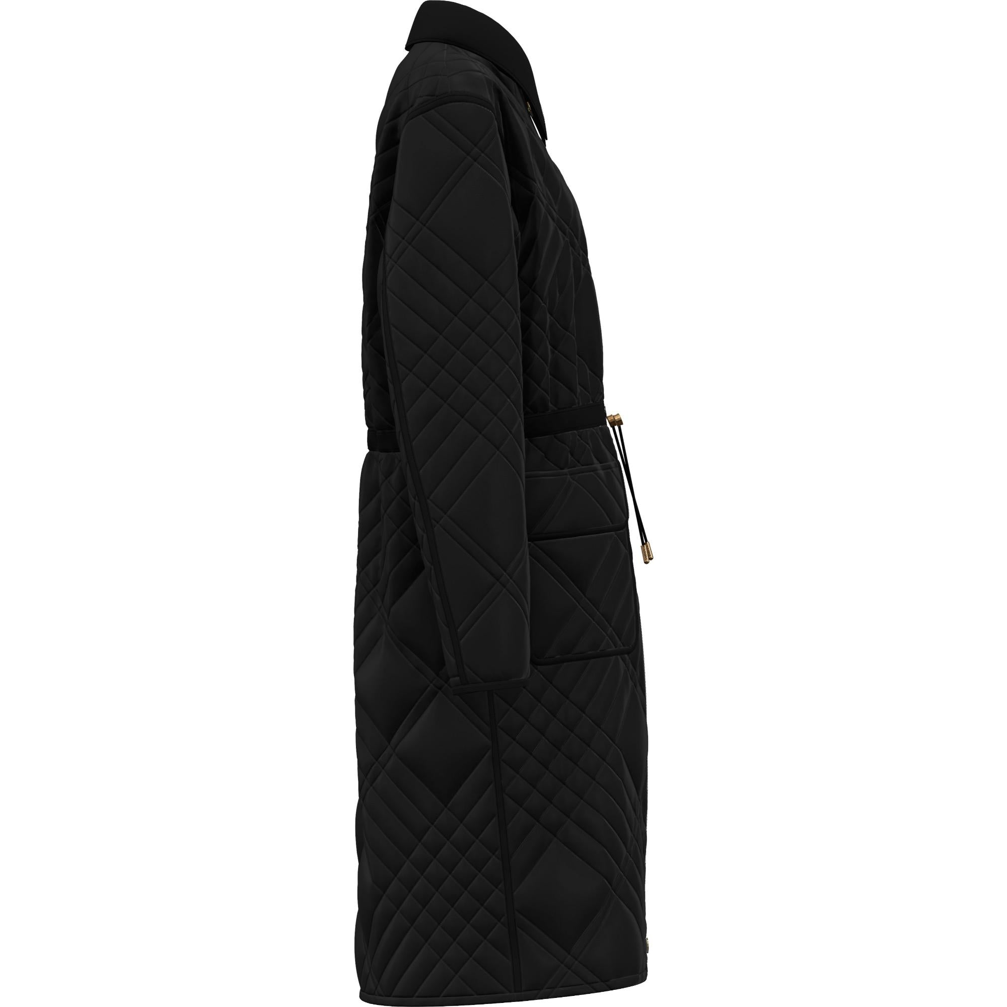 엠브로이더리 로고 퀼팅 코트