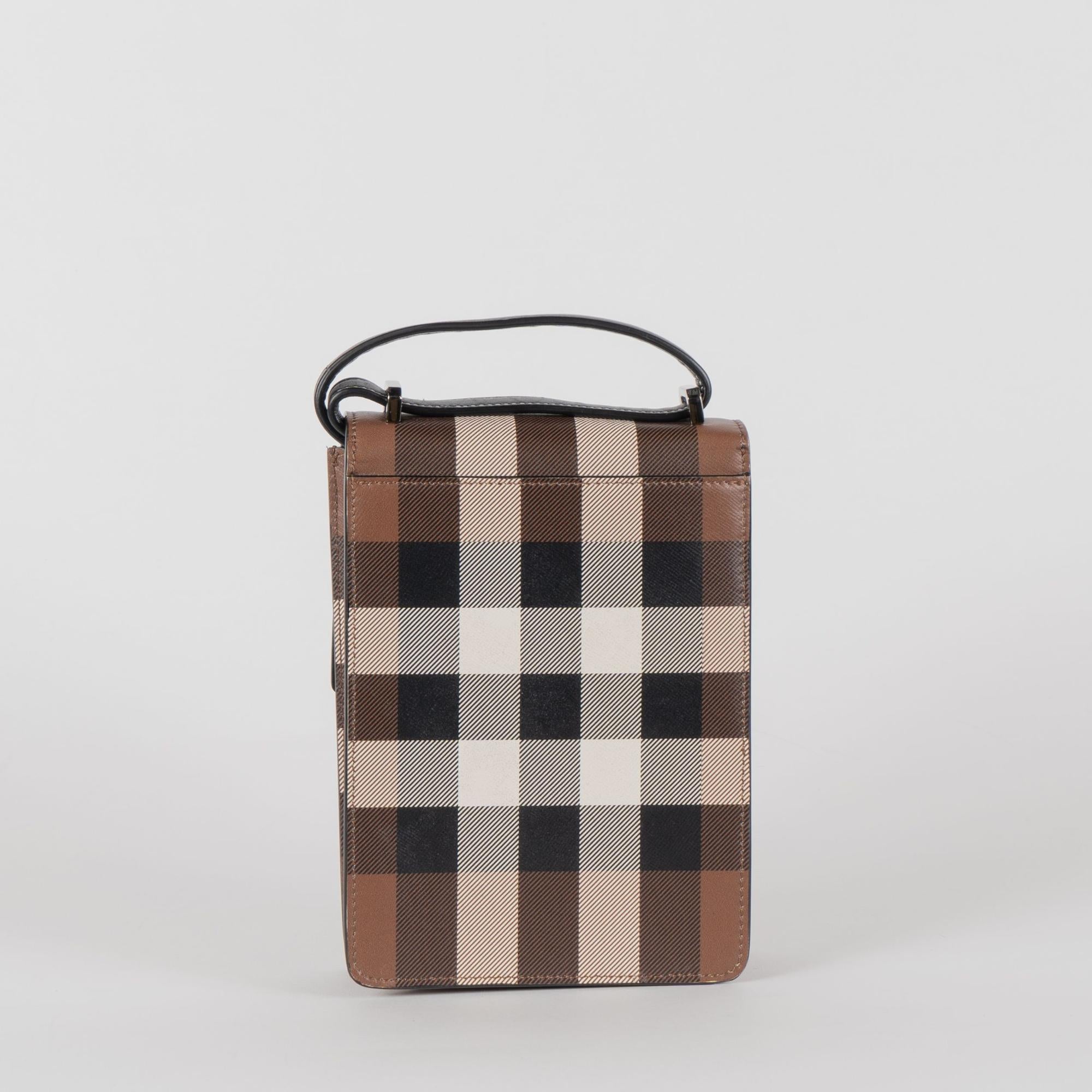 체크 프린트 레더 로빈 백