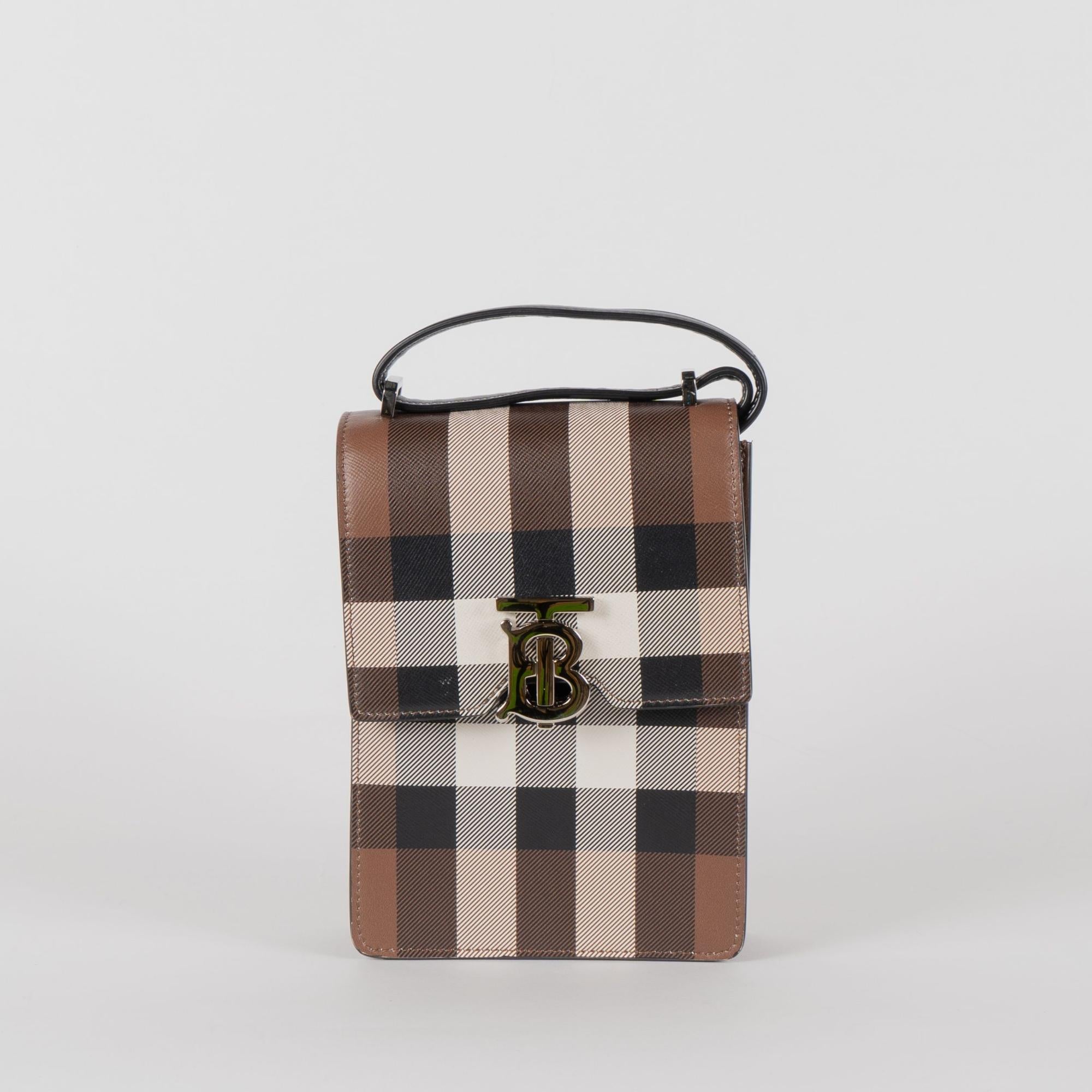 체크 프린트 레더 로빈 백