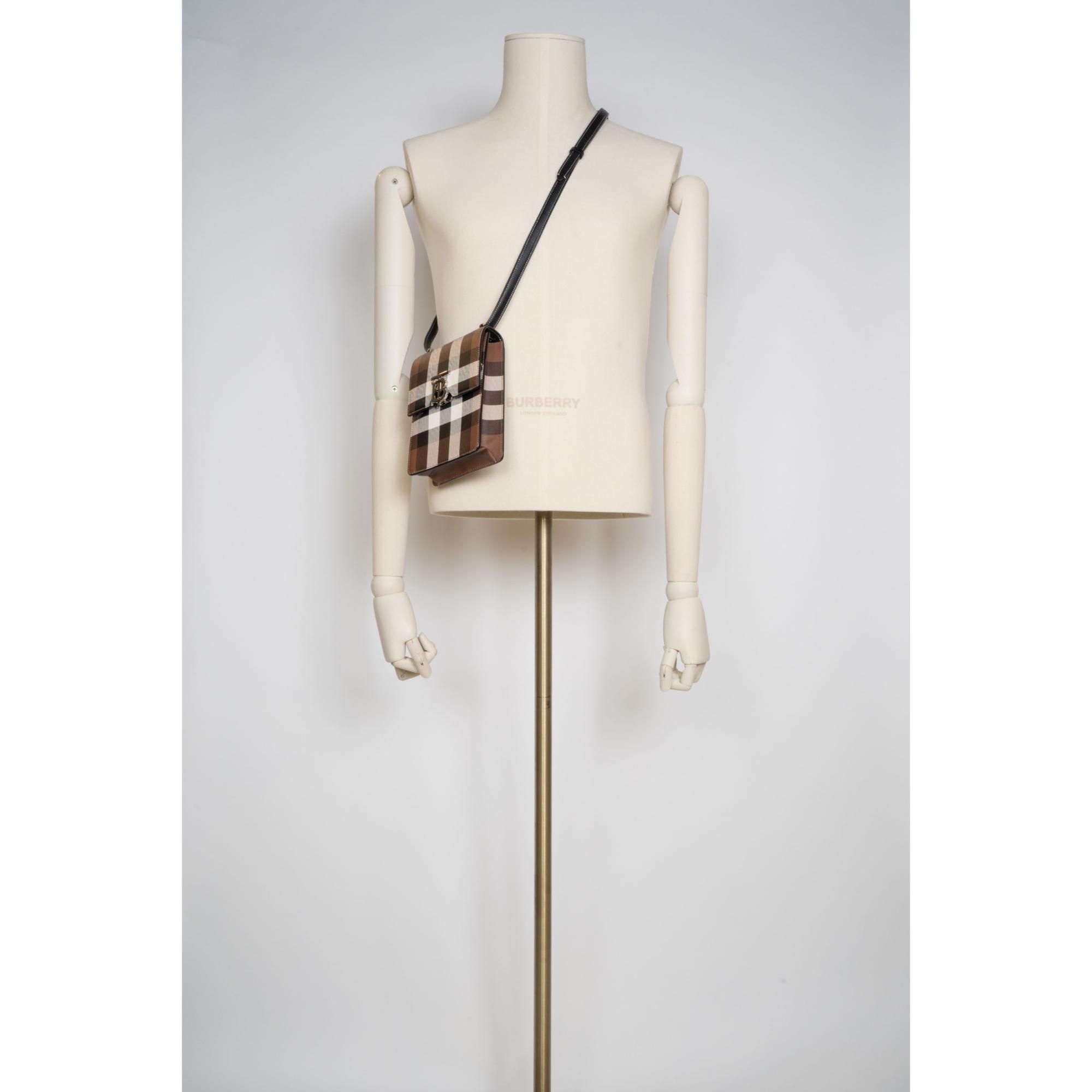 체크 프린트 레더 로빈 백