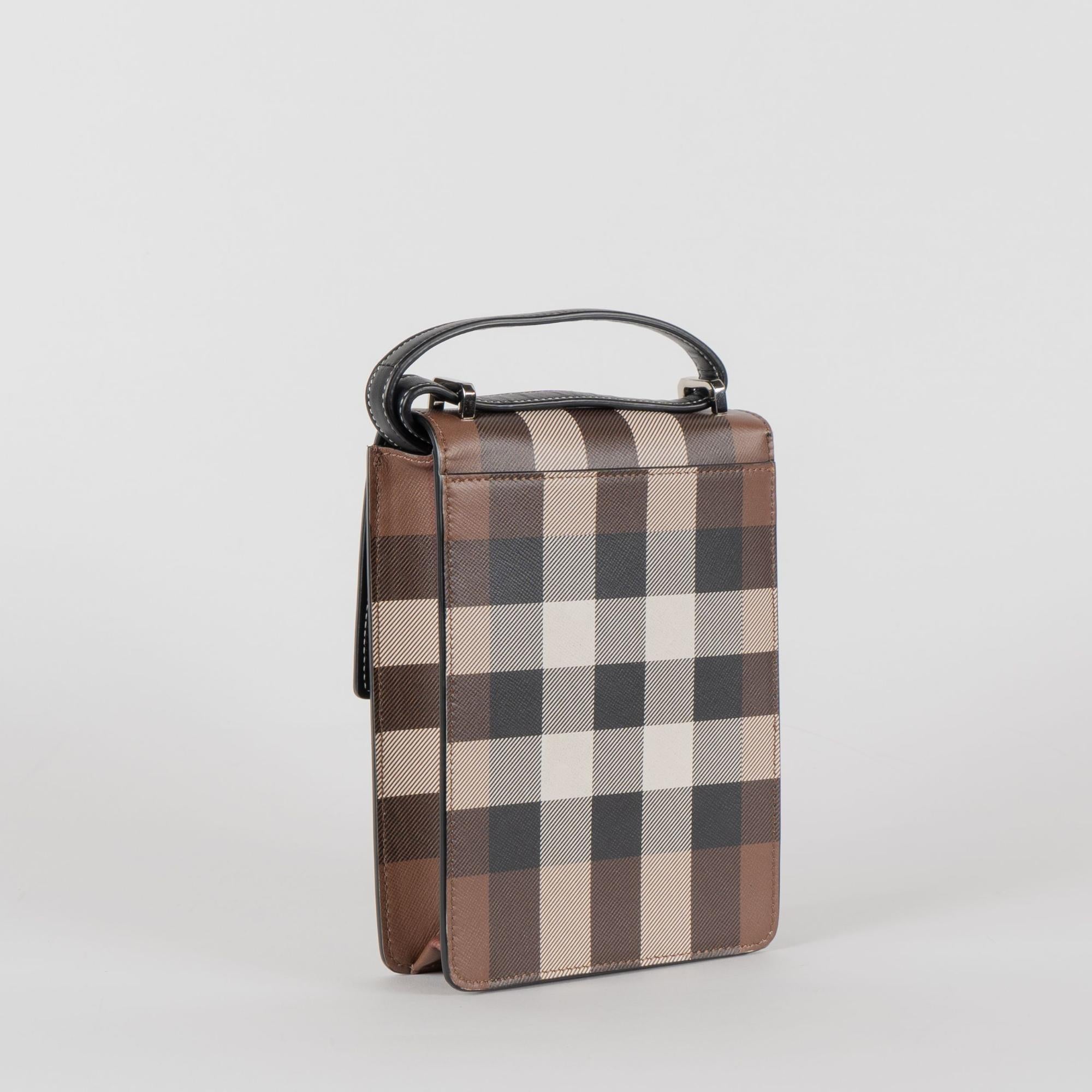 체크 프린트 레더 로빈 백