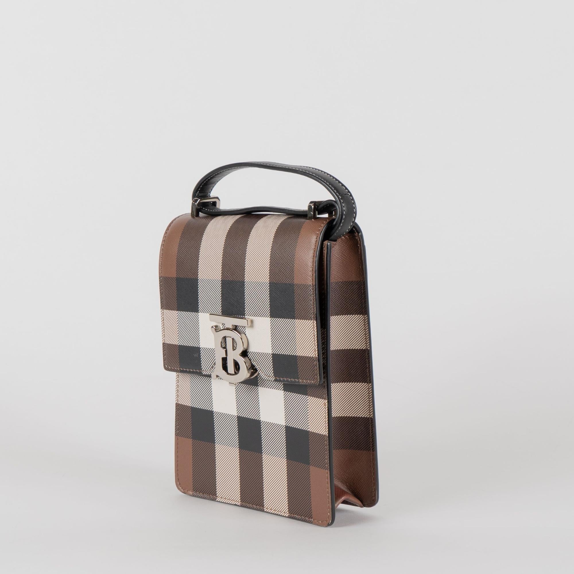 체크 프린트 레더 로빈 백