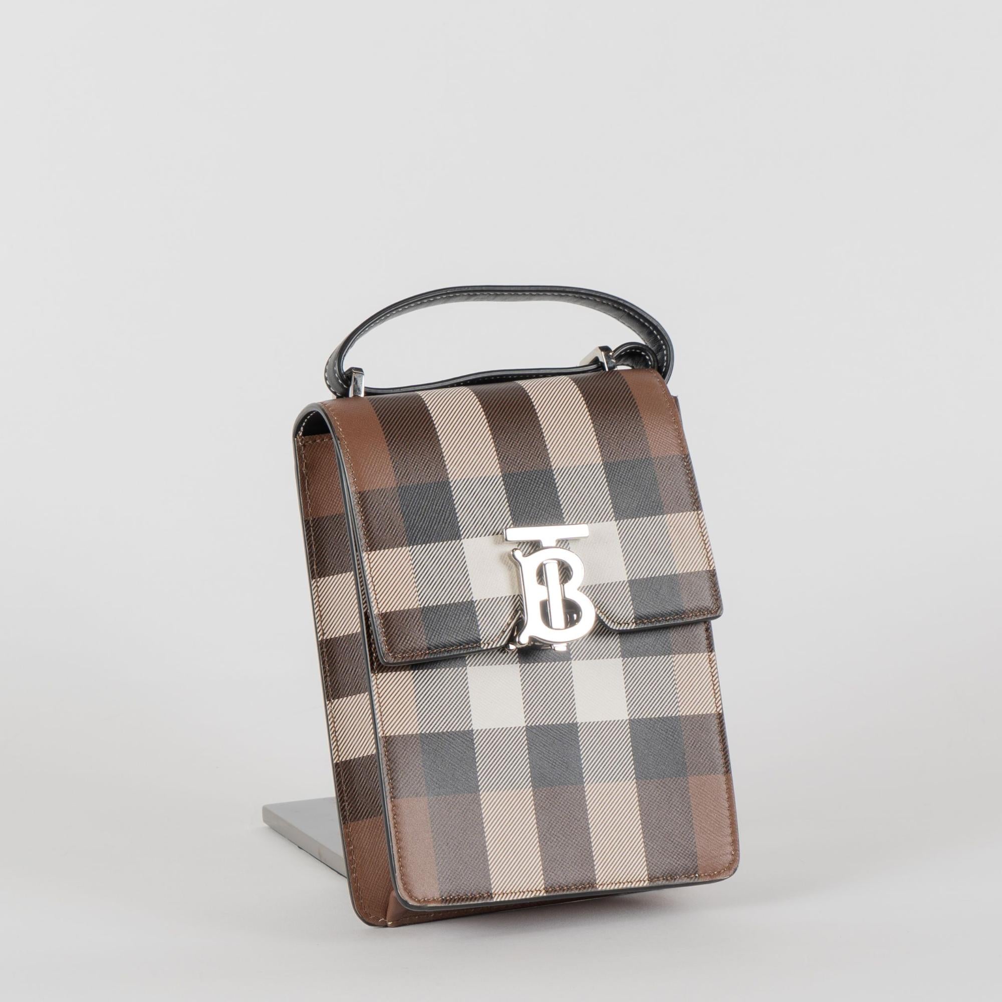 체크 프린트 레더 로빈 백