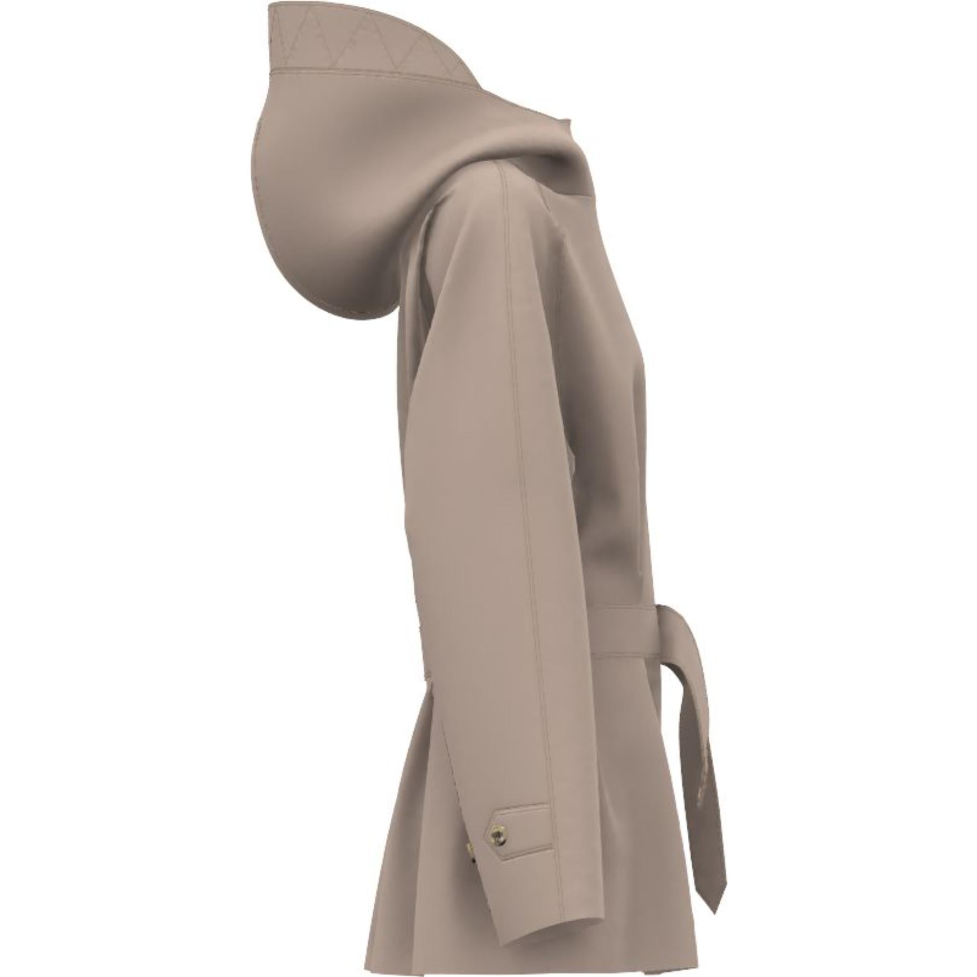 코튼 개버딘 후드 카 코트