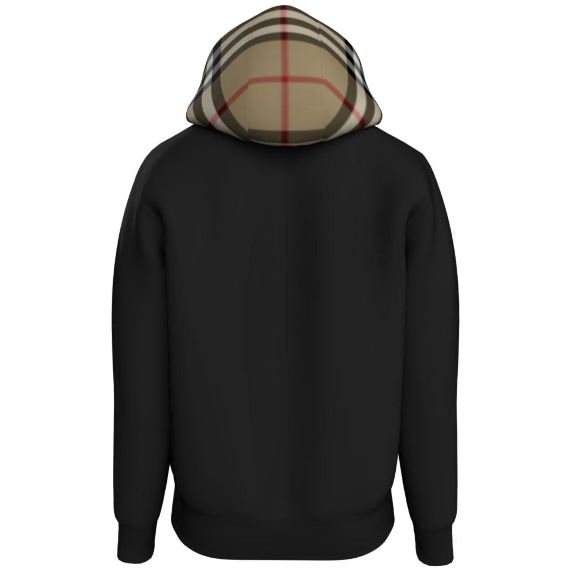 체크 후드 코튼 블렌드 후디