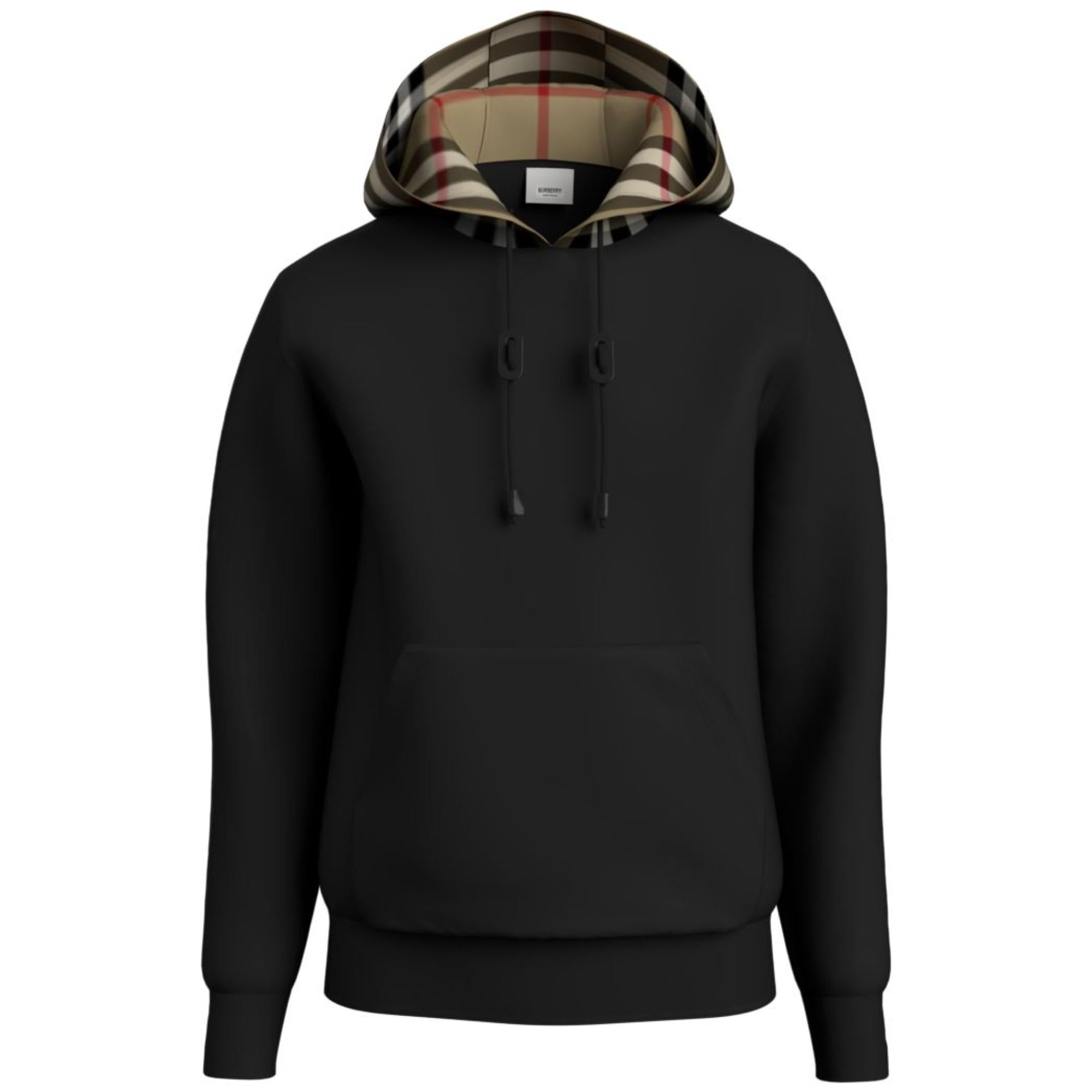 체크 후드 코튼 블렌드 후디