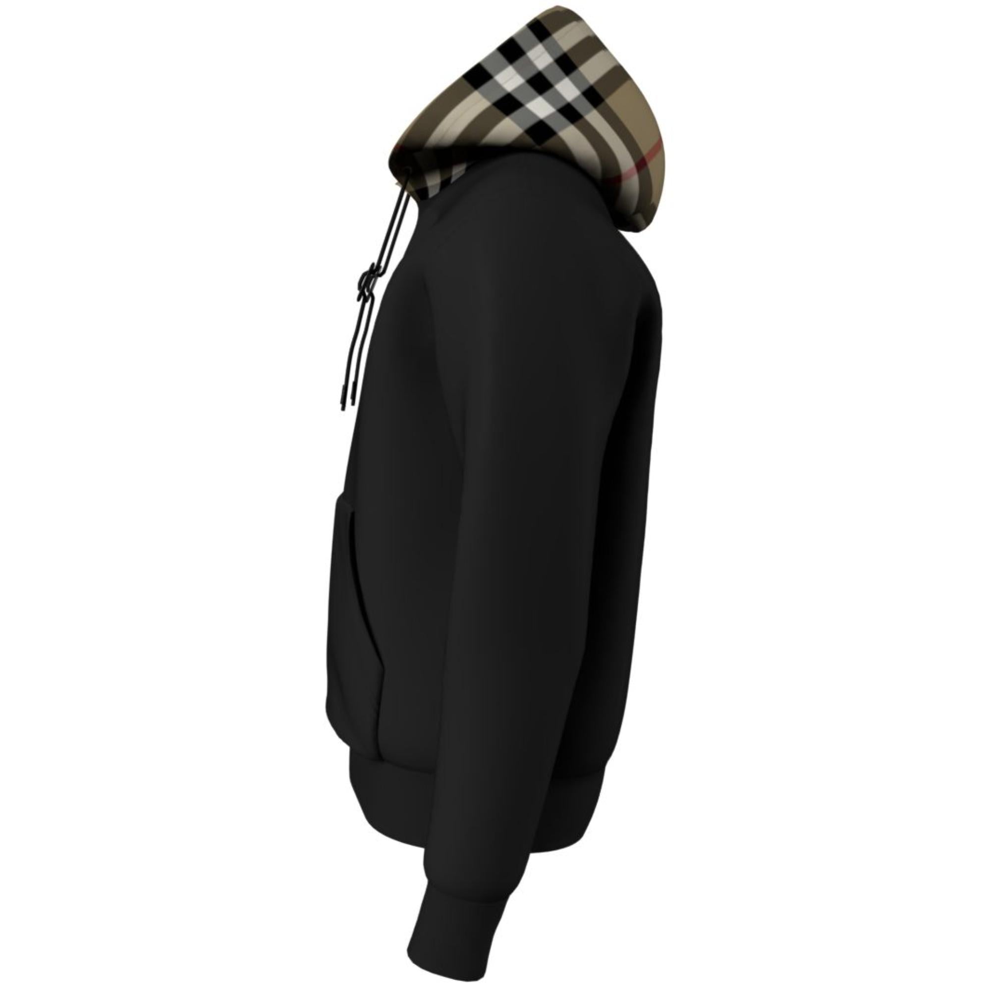 체크 후드 코튼 블렌드 후디