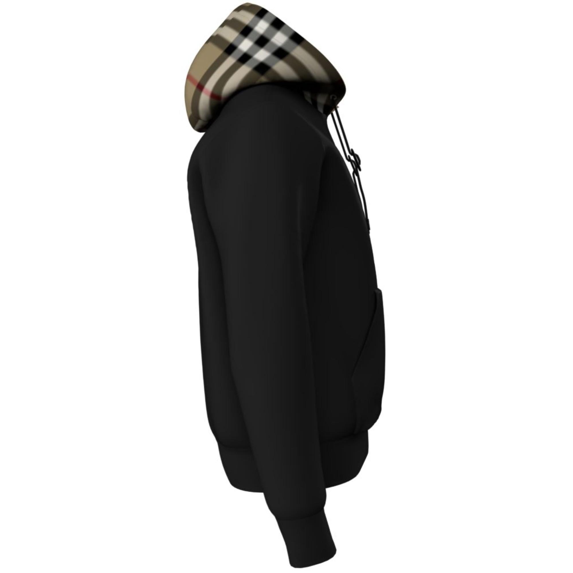 체크 후드 코튼 블렌드 후디