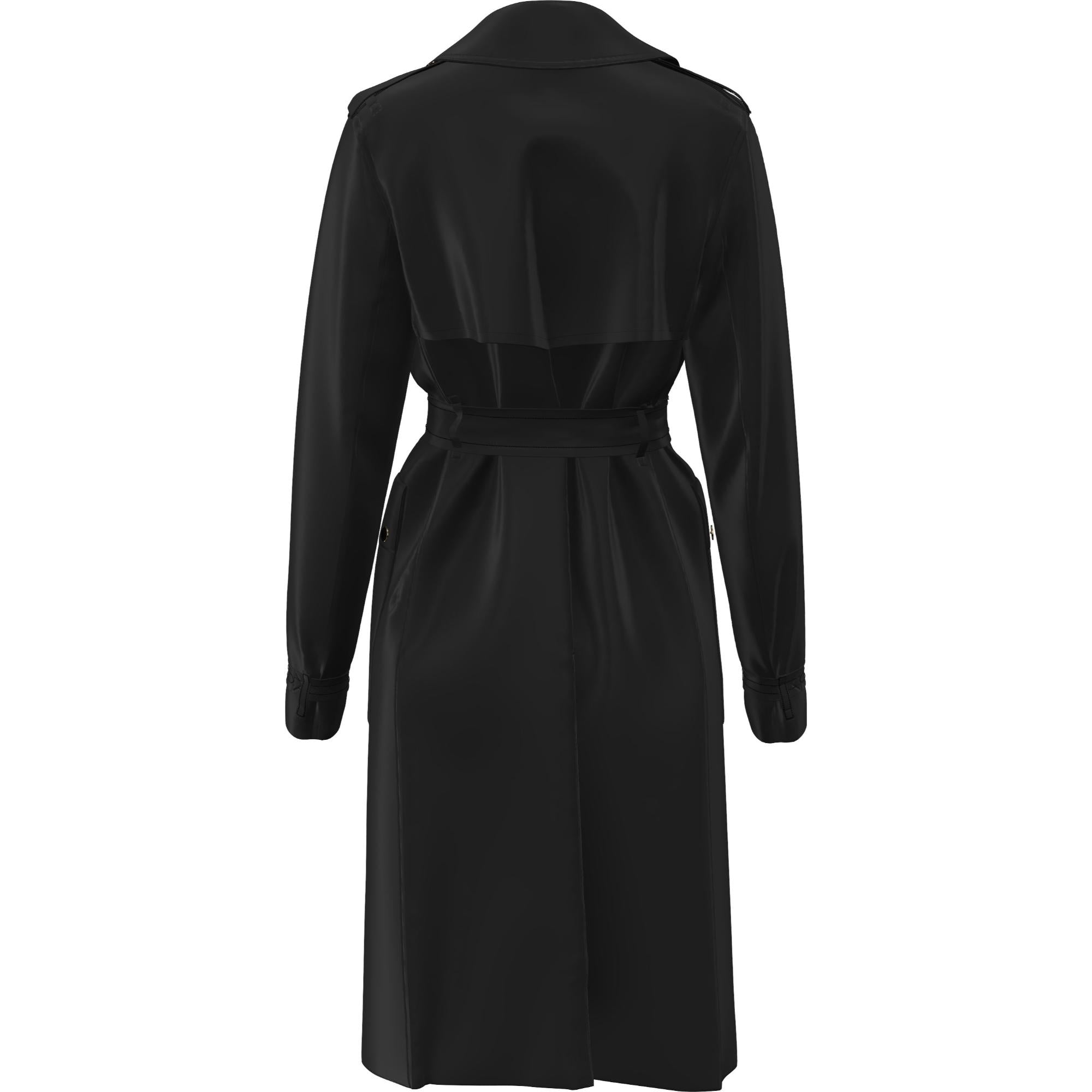 롱 체크 라펠 개버딘 트렌치코트