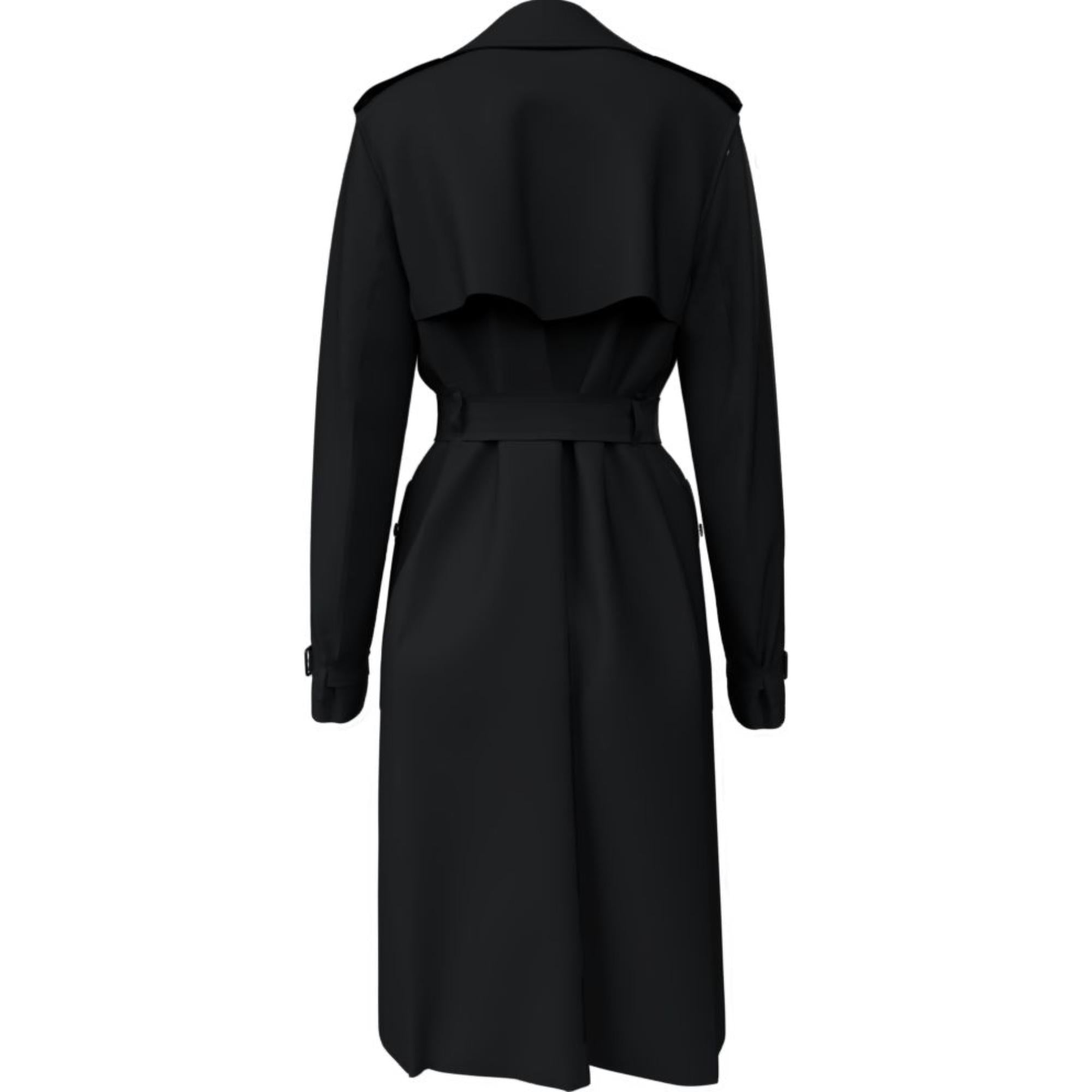 롱 체크 라펠 개버딘 트렌치코트