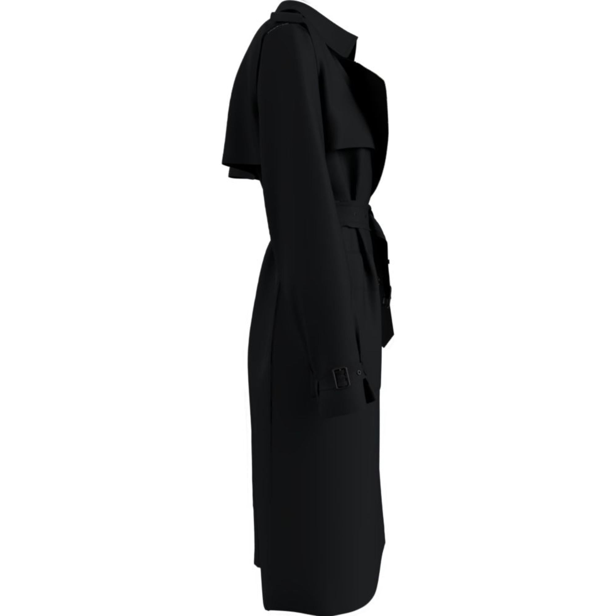 롱 체크 라펠 개버딘 트렌치코트