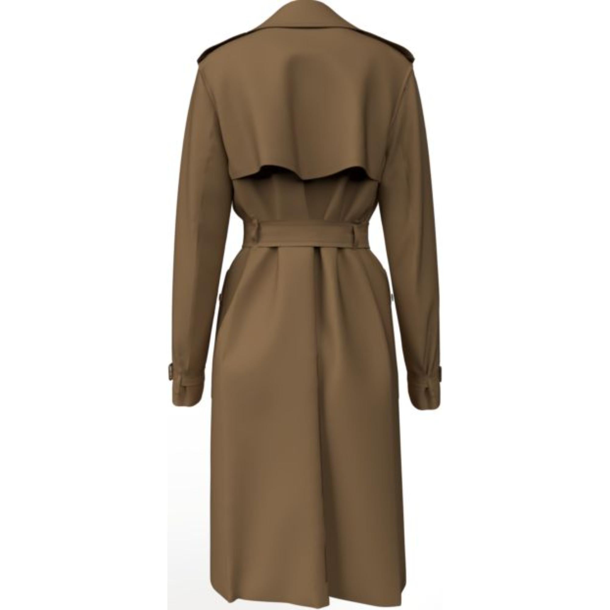 체크 패널 코튼 개버딘 트렌치코트