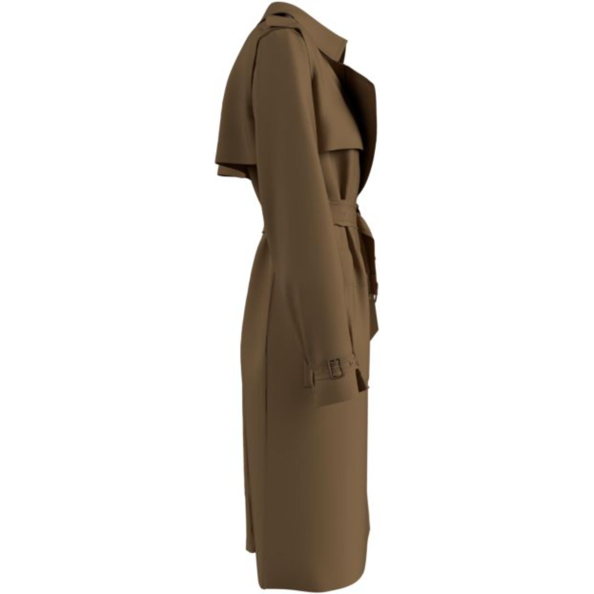 체크 패널 코튼 개버딘 트렌치코트