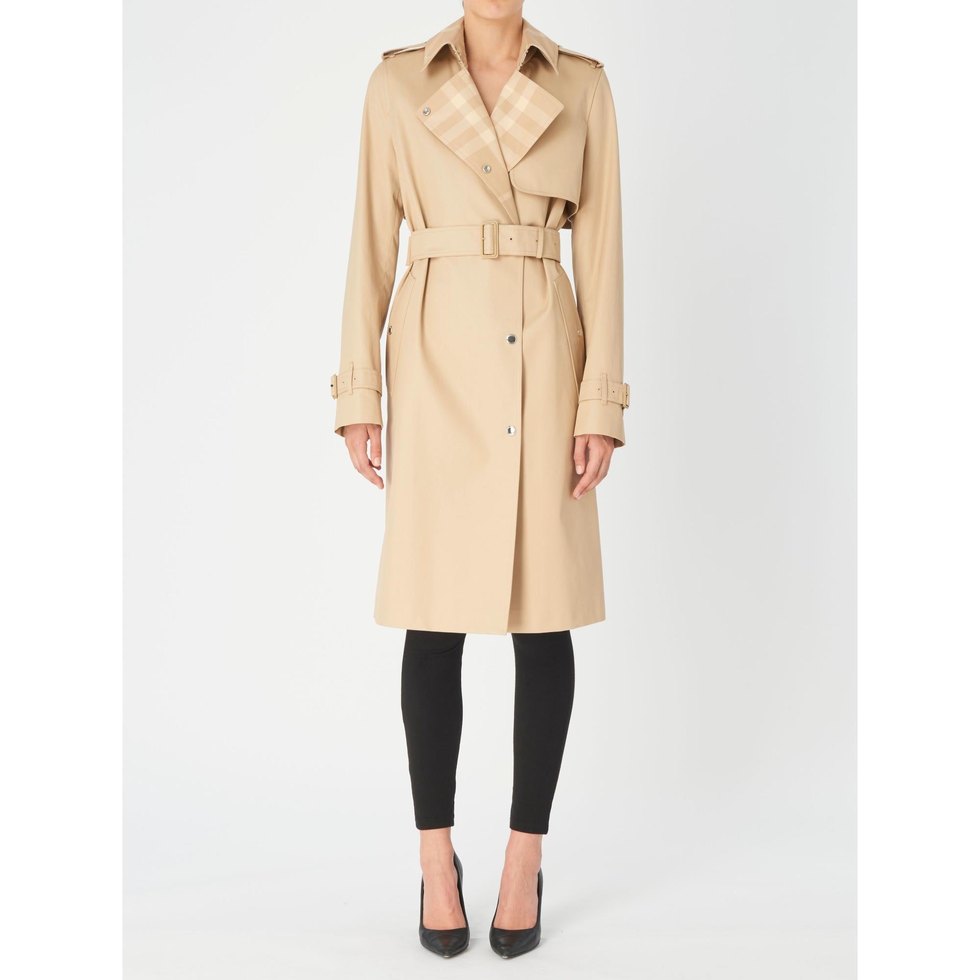 롱 체크 칼라 트렌치코트