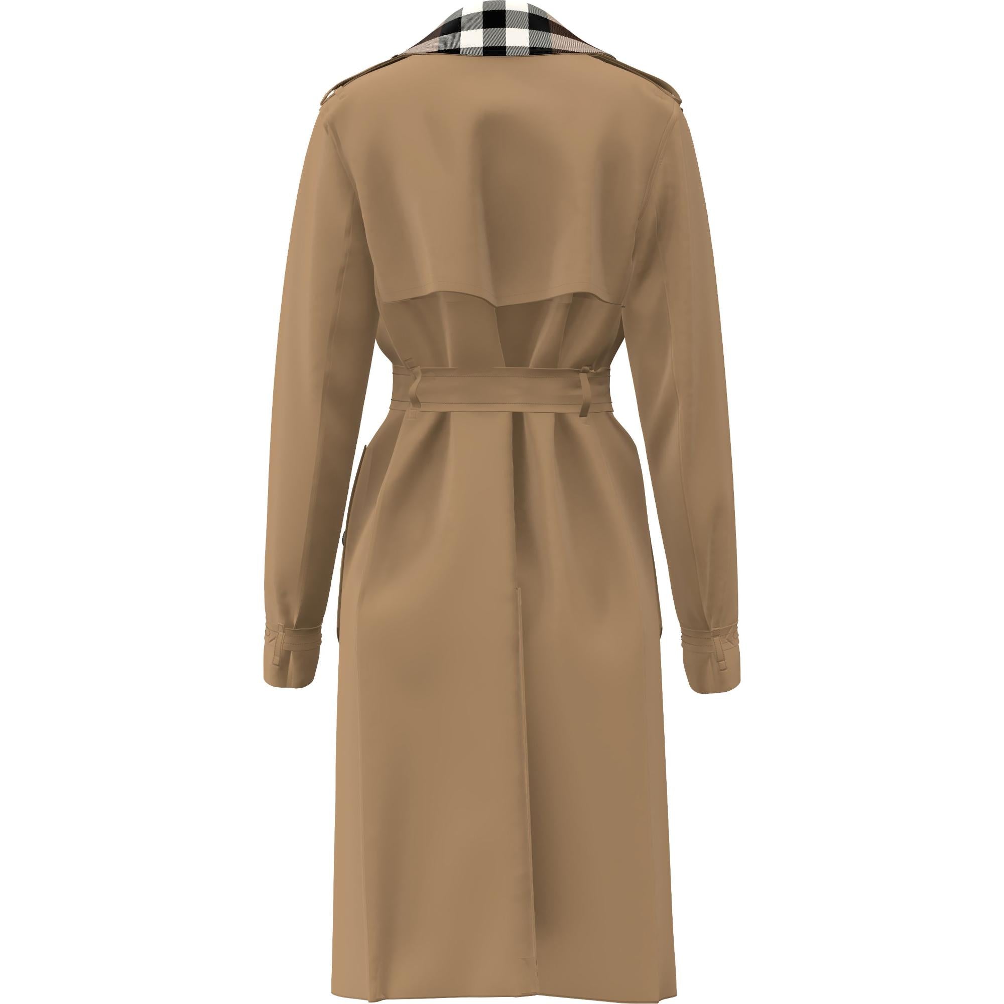 롱 체크 칼라 개버딘 트렌치코트