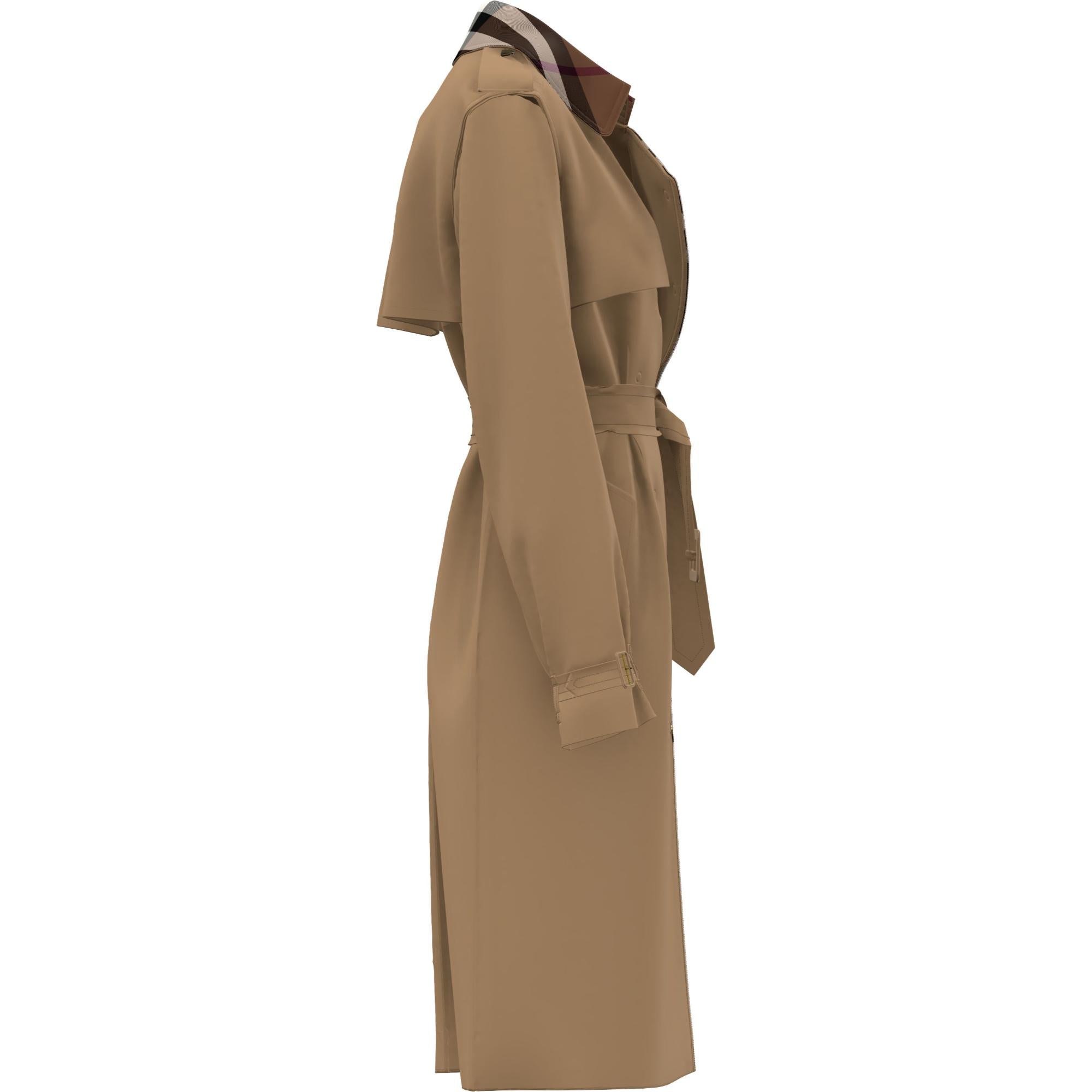 롱 체크 칼라 개버딘 트렌치코트