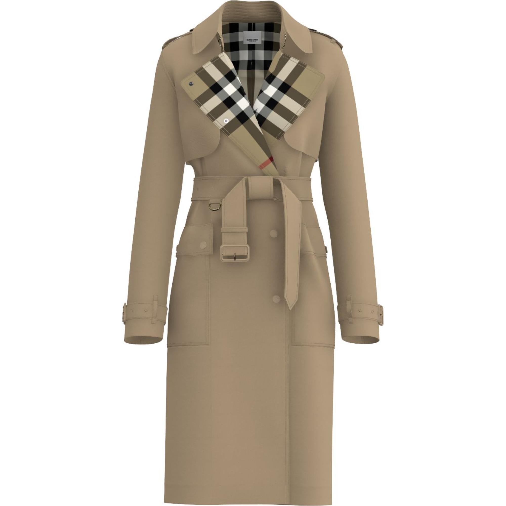 롱 체크 칼라 트렌치코트