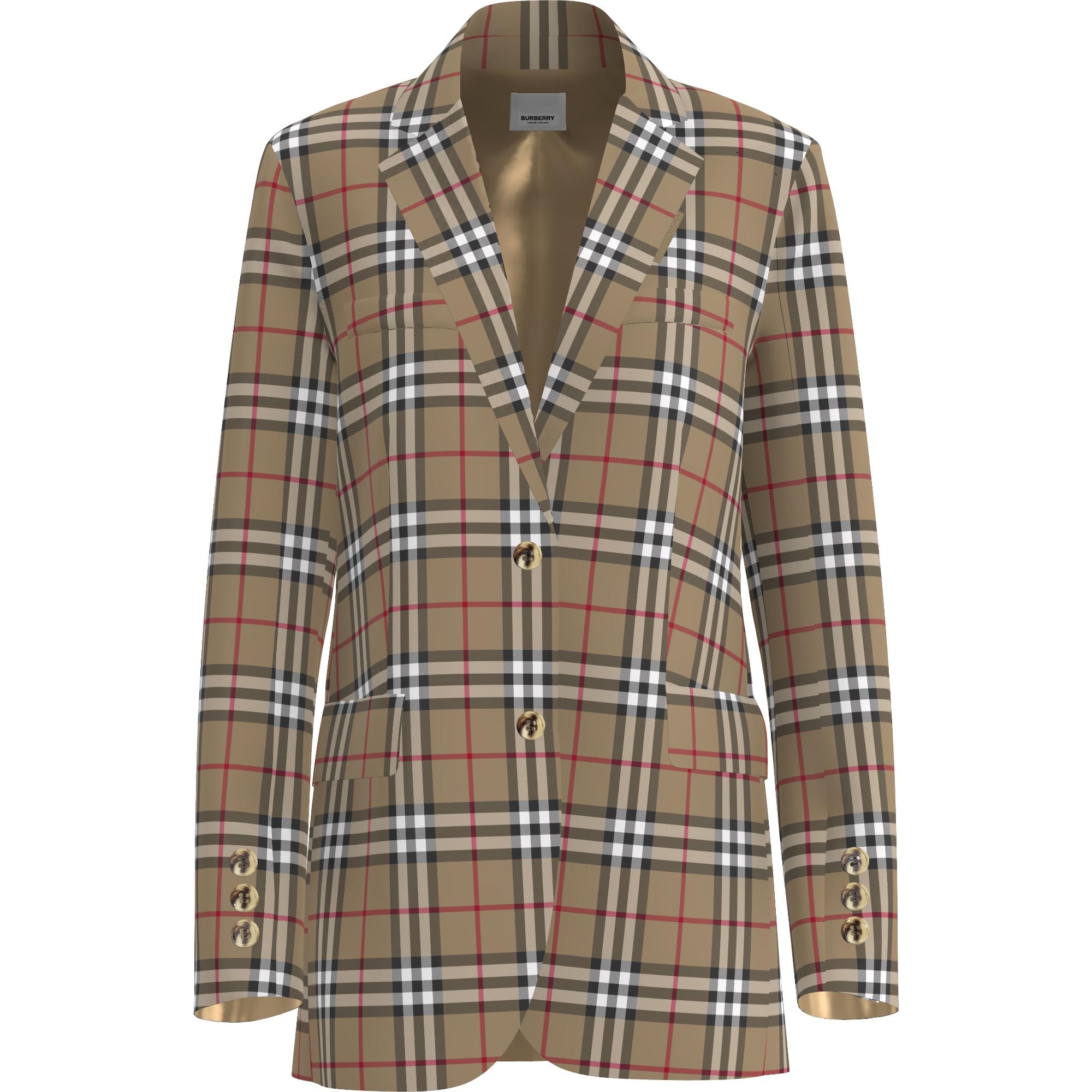 빈티지 체크 울 테일러드 재킷