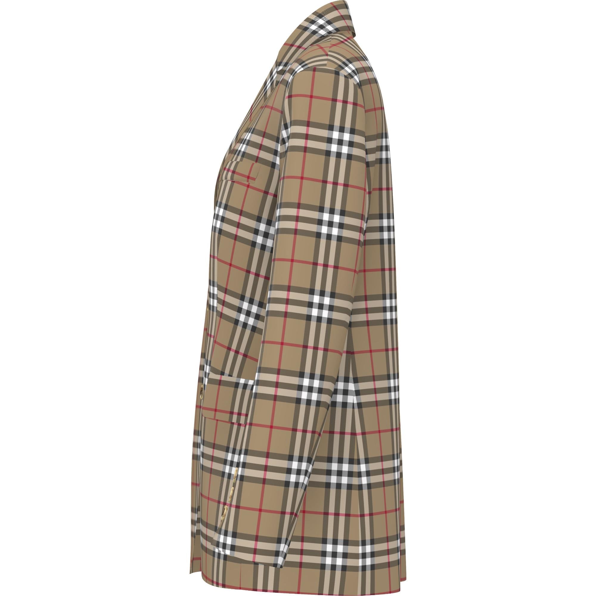 빈티지 체크 울 테일러드 재킷