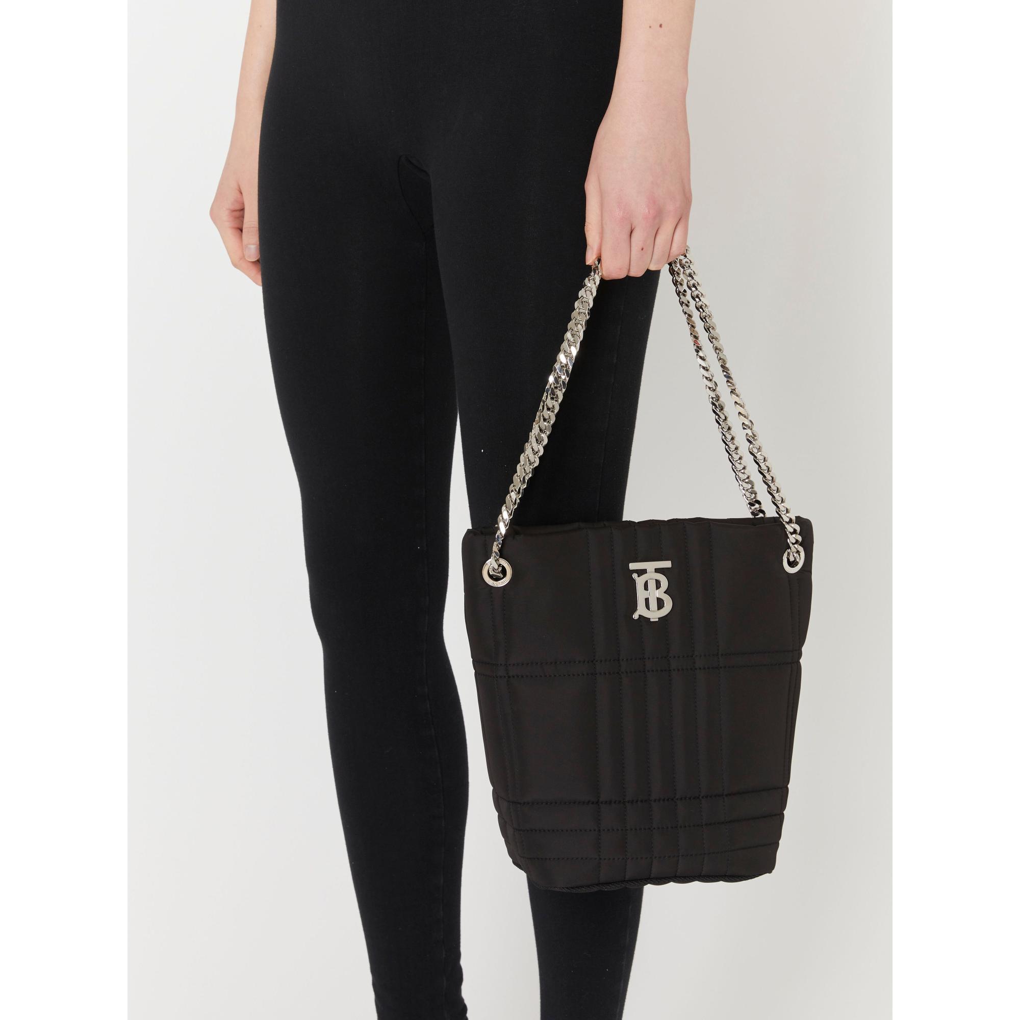 퀼팅 패브릭 스몰 롤라 버킷 백