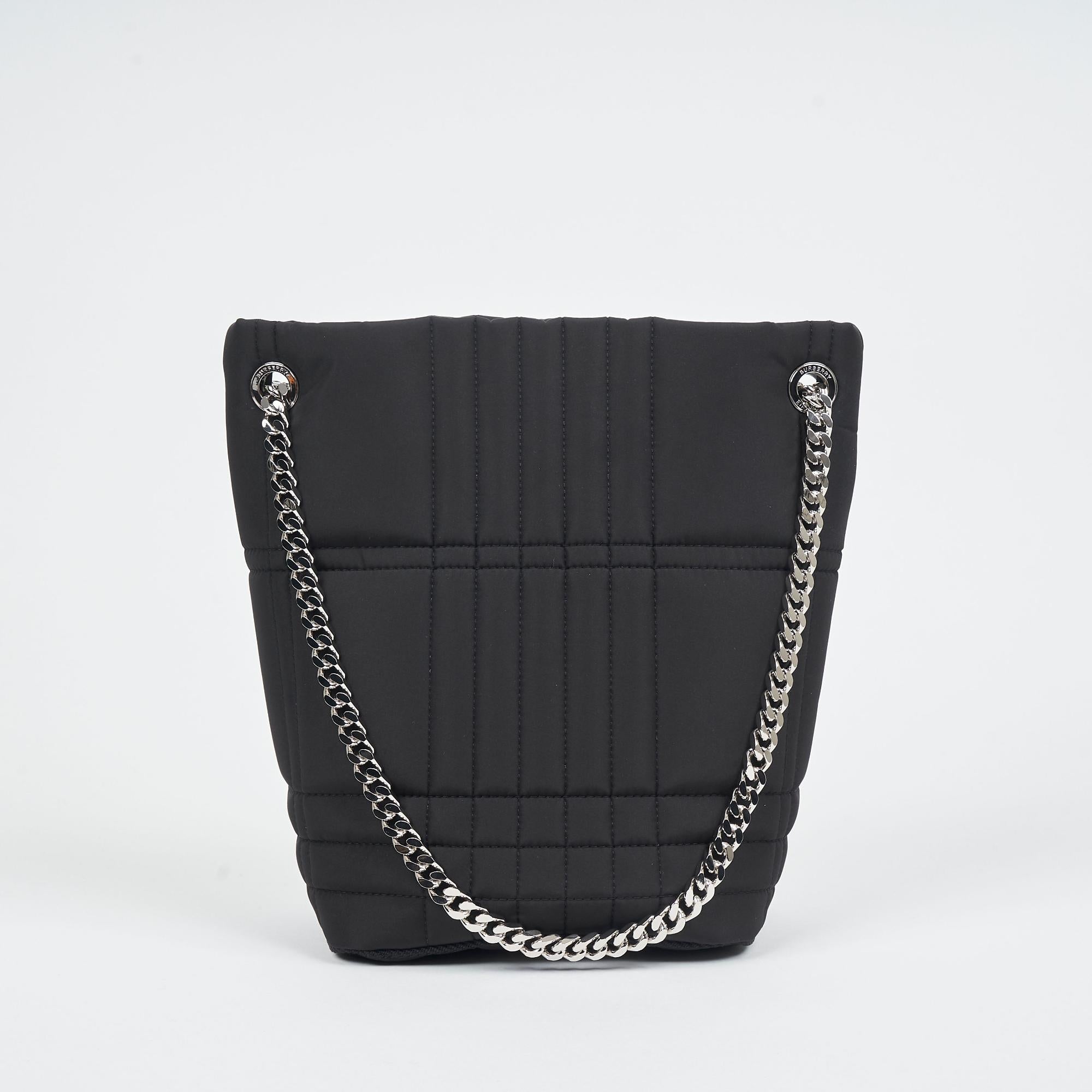 퀼팅 패브릭 스몰 롤라 버킷 백