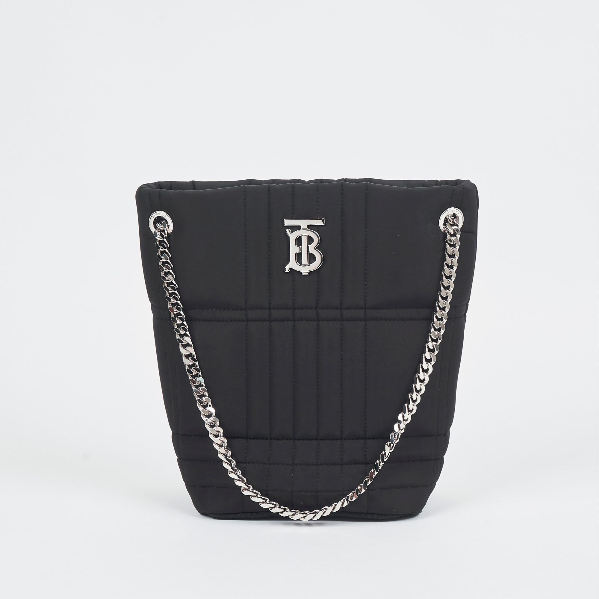 퀼팅 패브릭 스몰 롤라 버킷 백