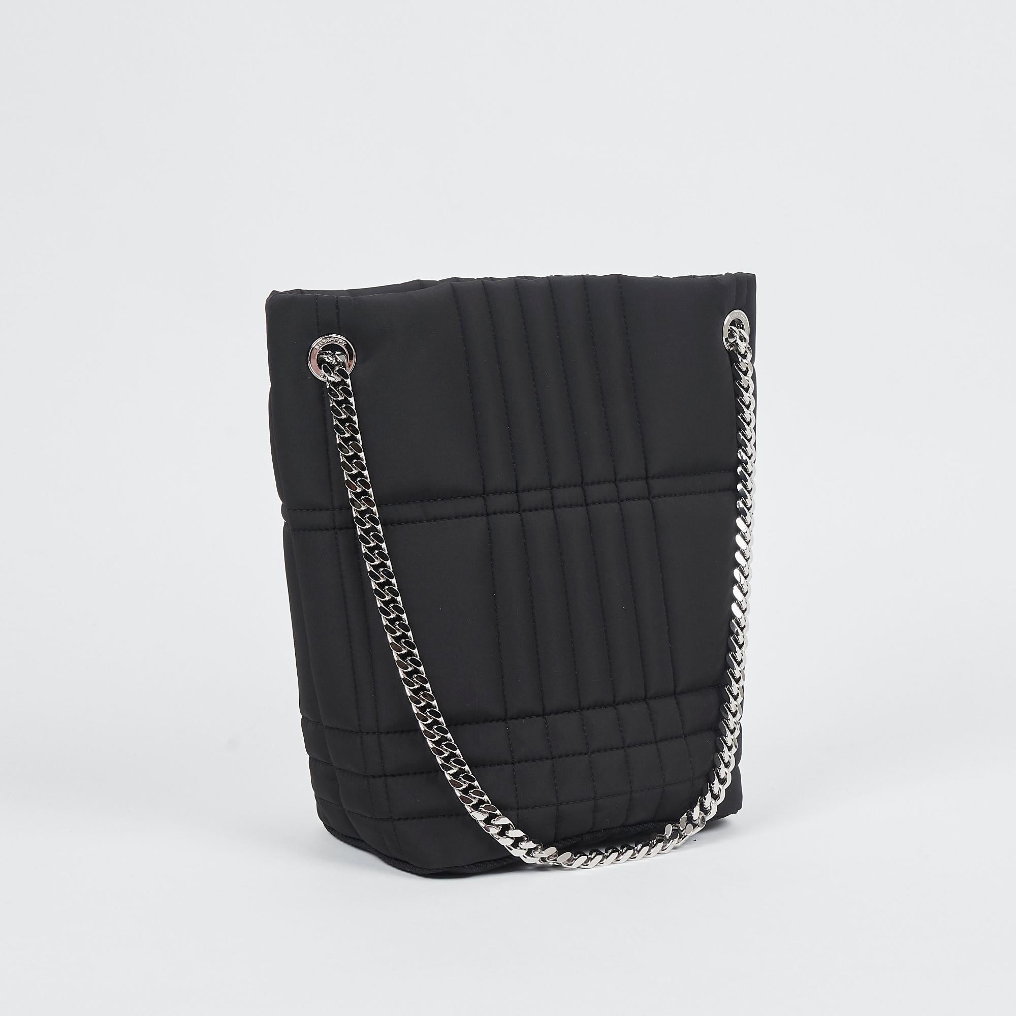 퀼팅 패브릭 스몰 롤라 버킷 백