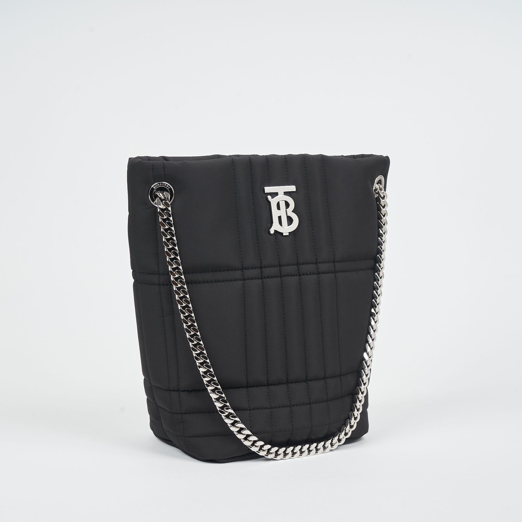 퀼팅 패브릭 스몰 롤라 버킷 백