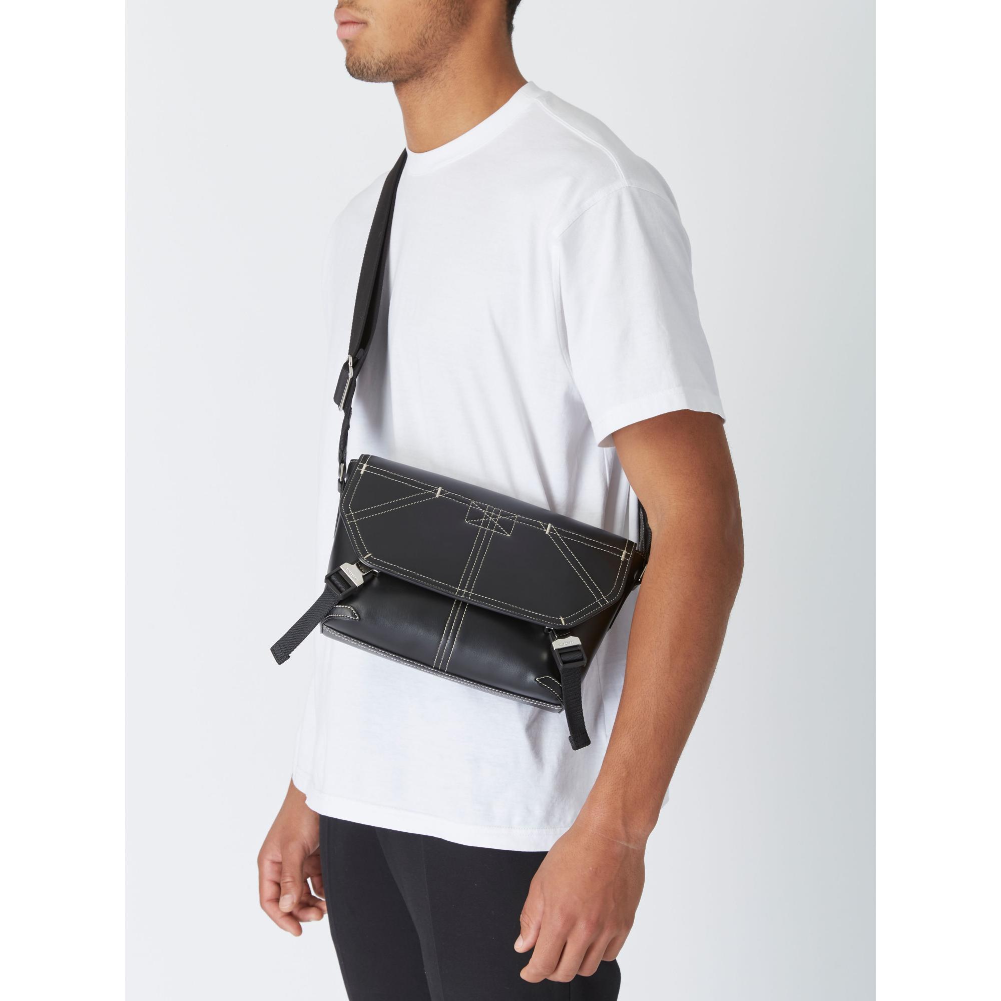 톱스티치 레더 스몰 메신저 백