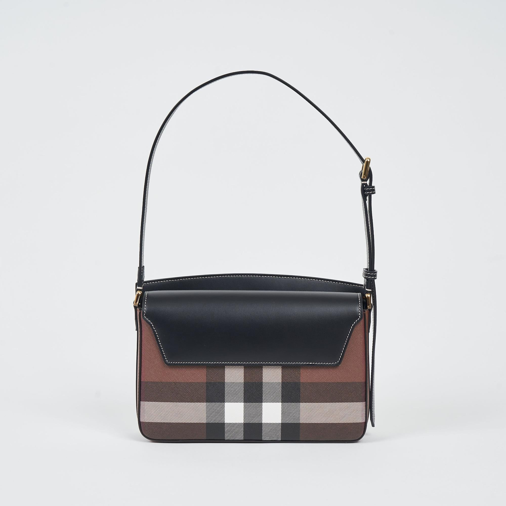 체크 레더 캐서린 숄더 백