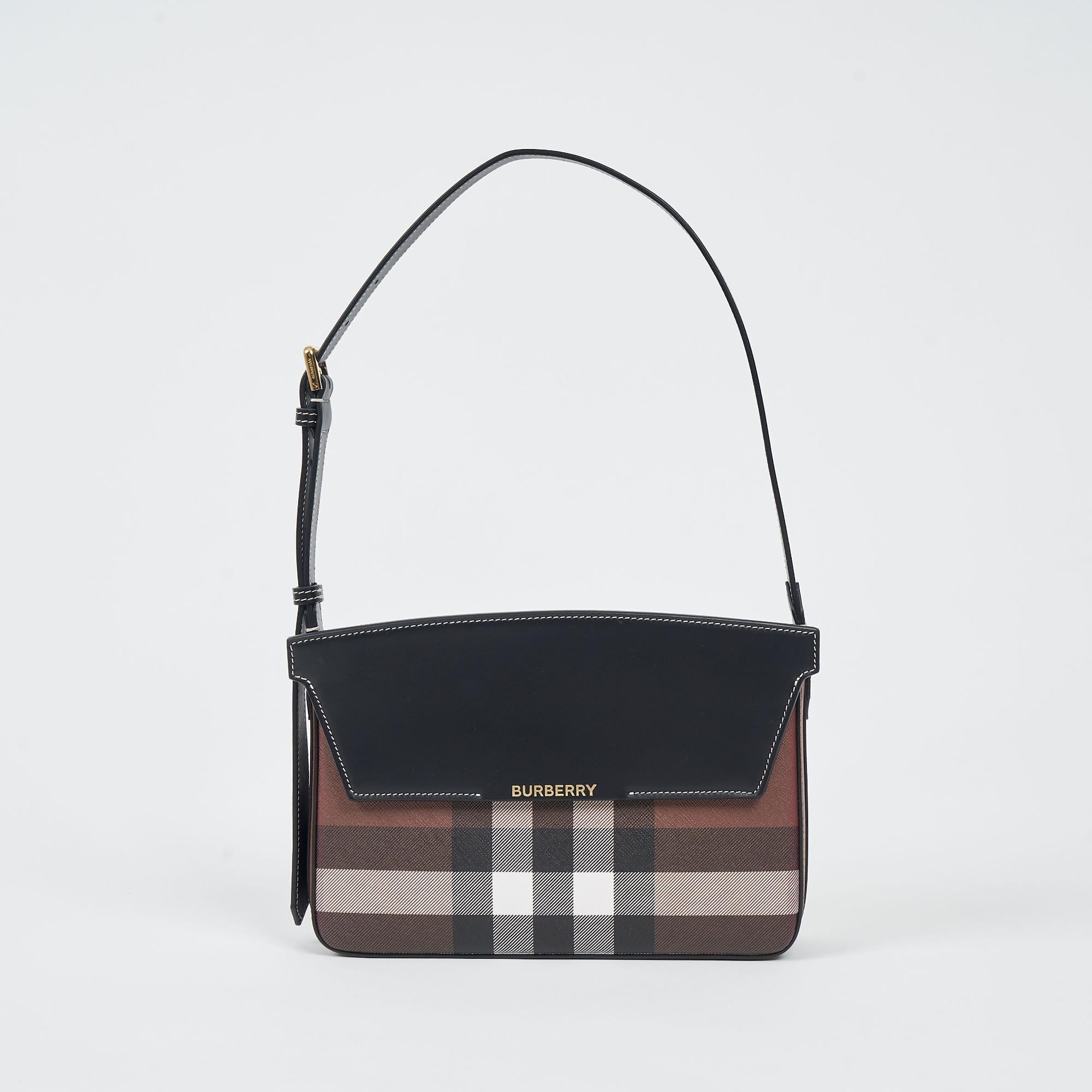 체크 레더 캐서린 숄더 백