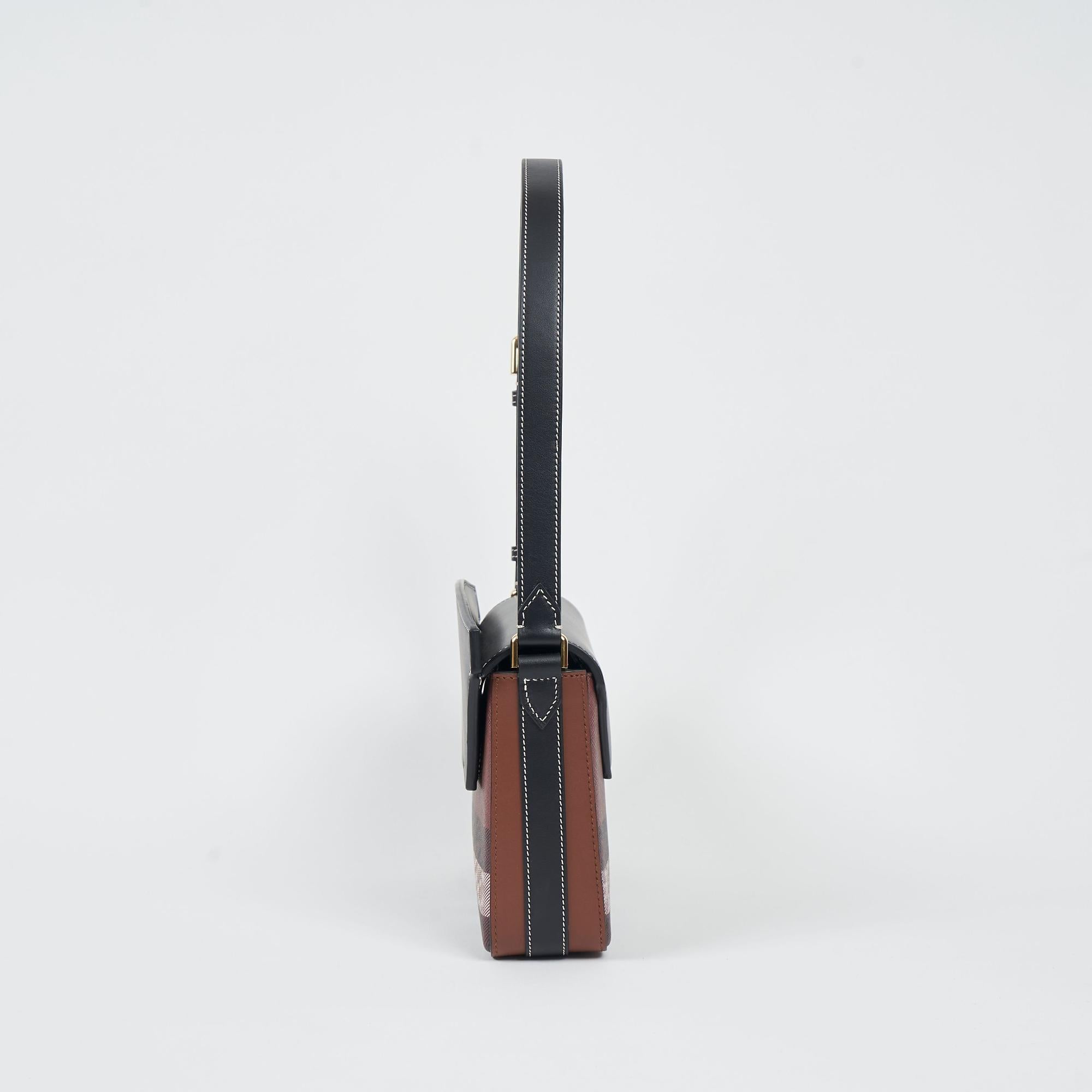 체크 레더 캐서린 숄더 백