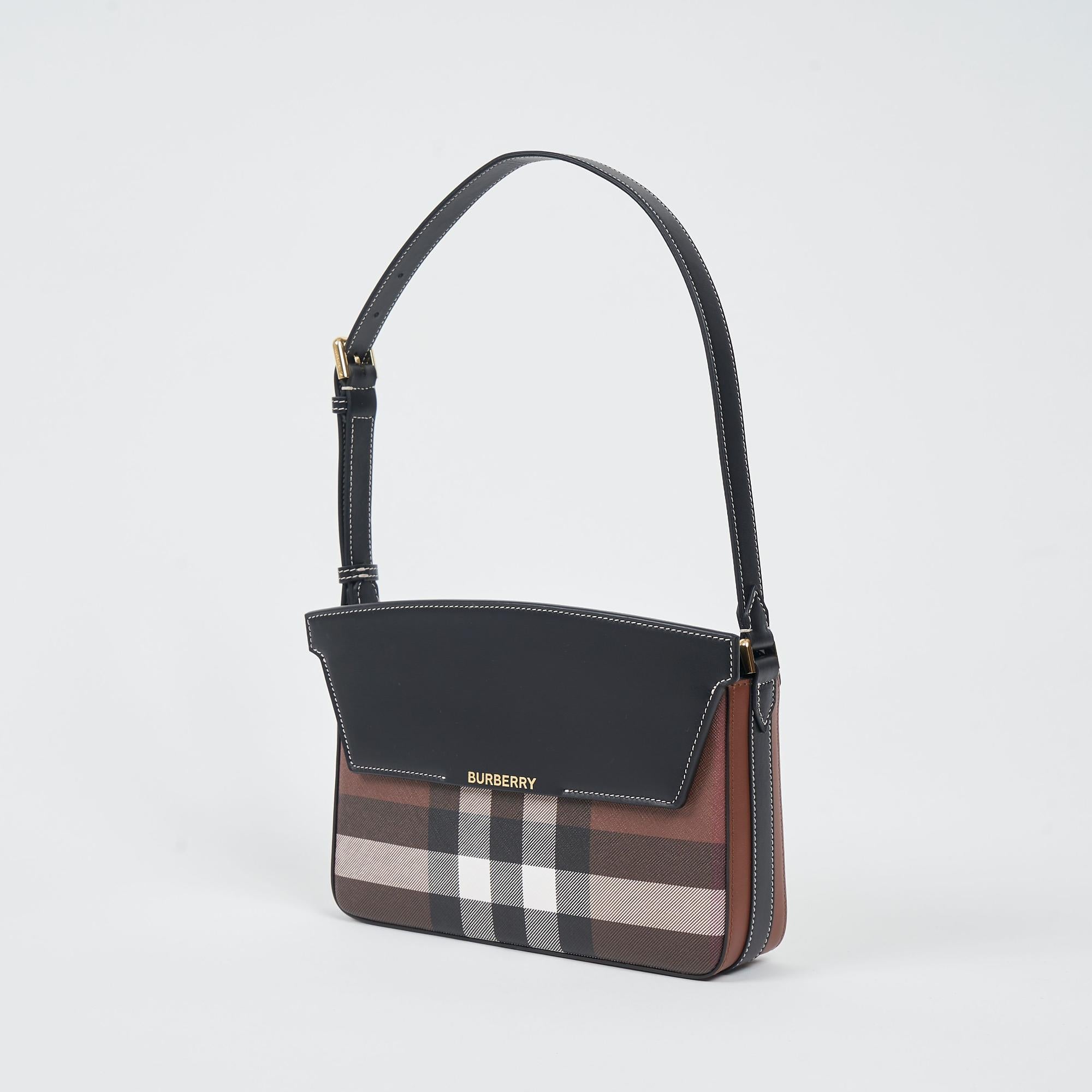 체크 레더 캐서린 숄더 백