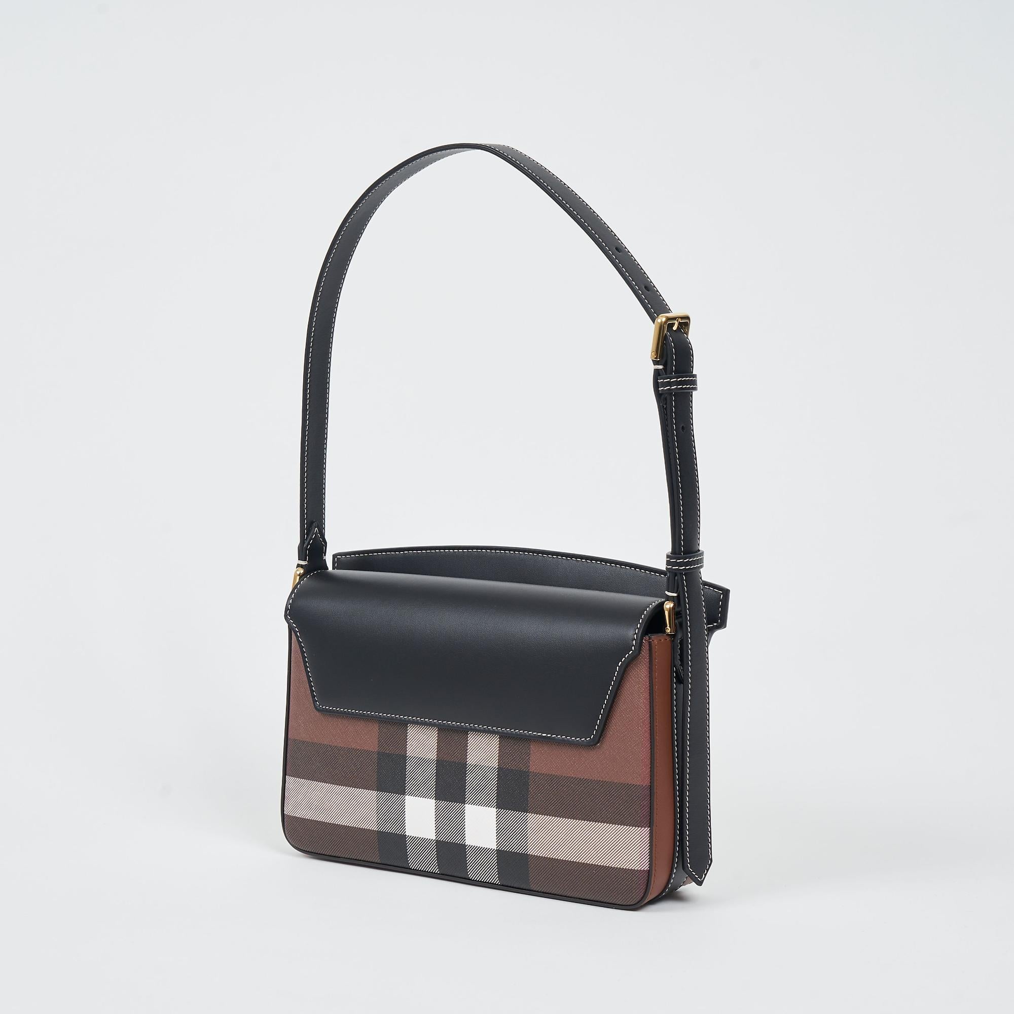 체크 레더 캐서린 숄더 백