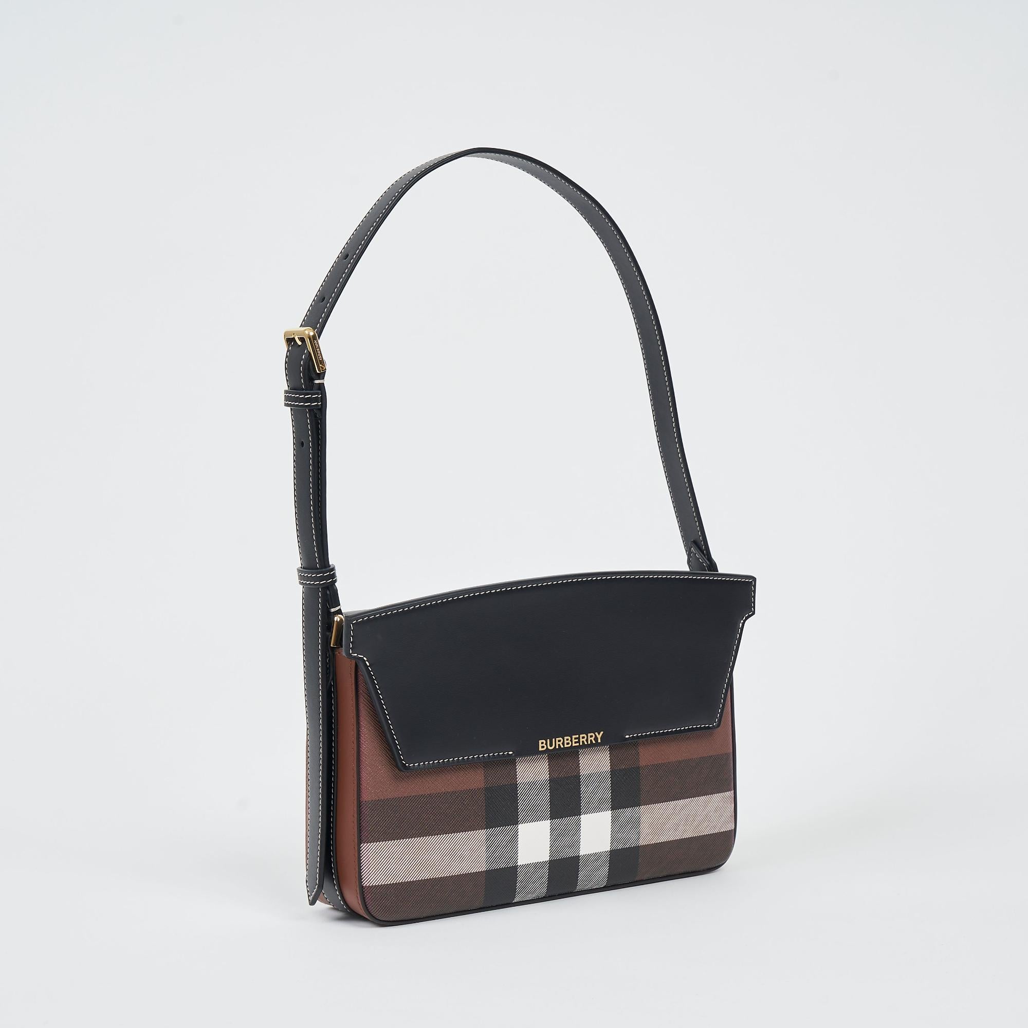 체크 레더 캐서린 숄더 백