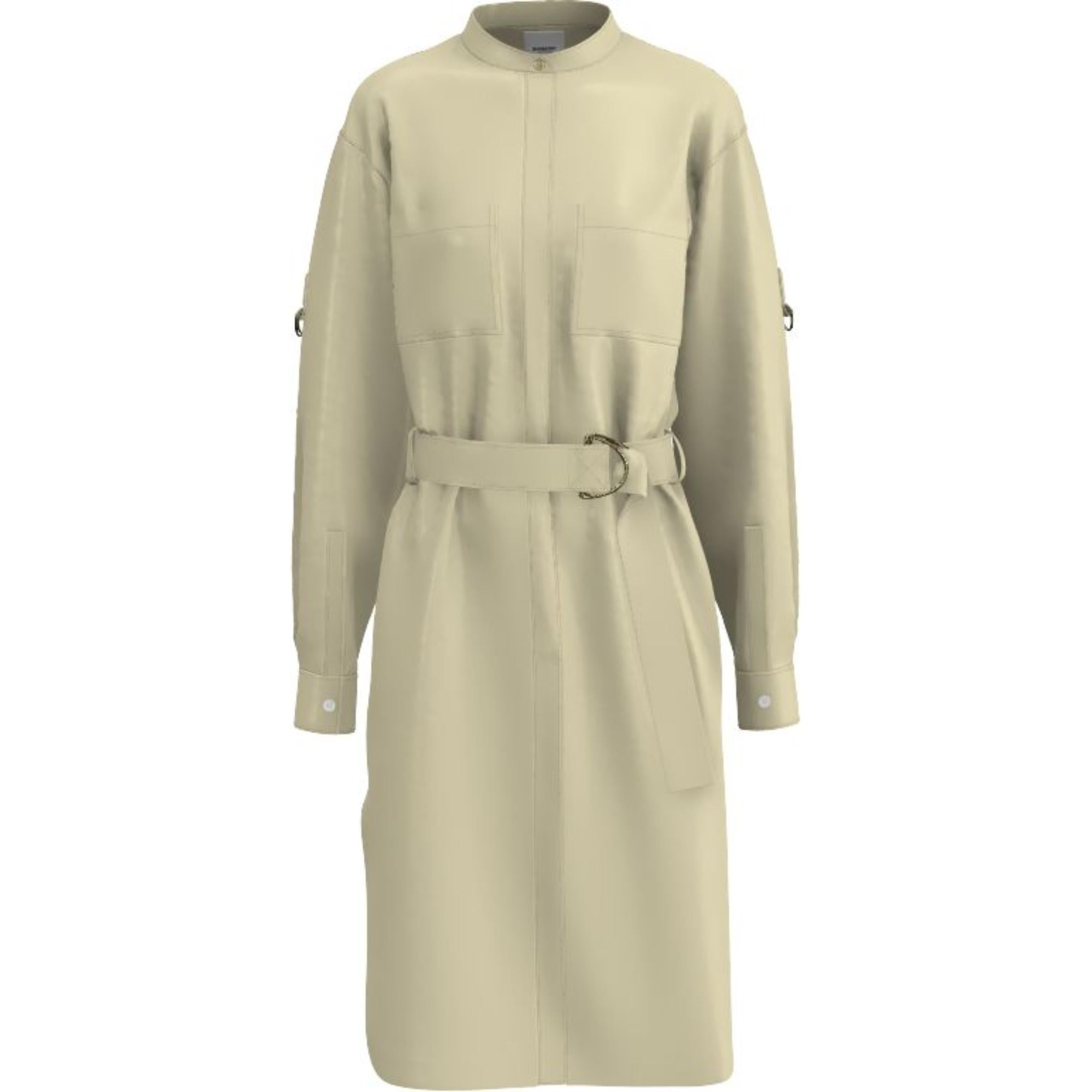 롱 슬리브 D링 디테일 실크 새틴 드레스