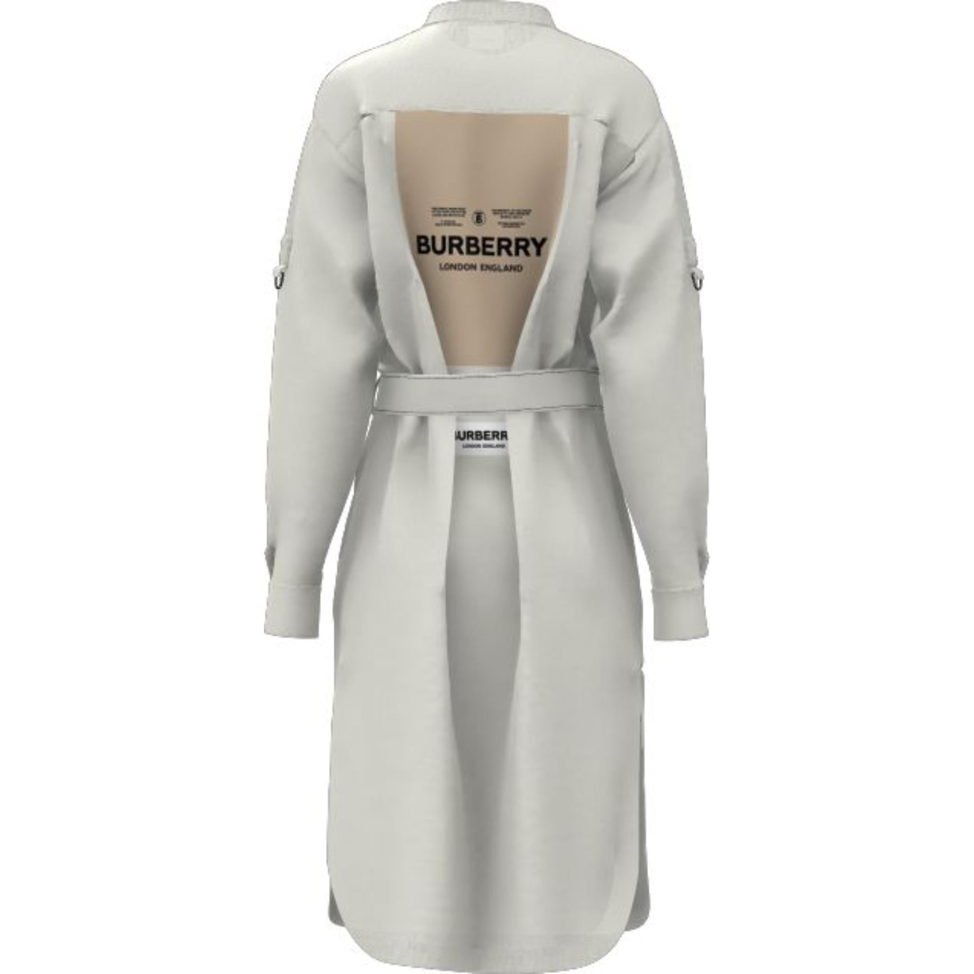 라벨 아플리케 코튼 벨트 셔츠 드레스