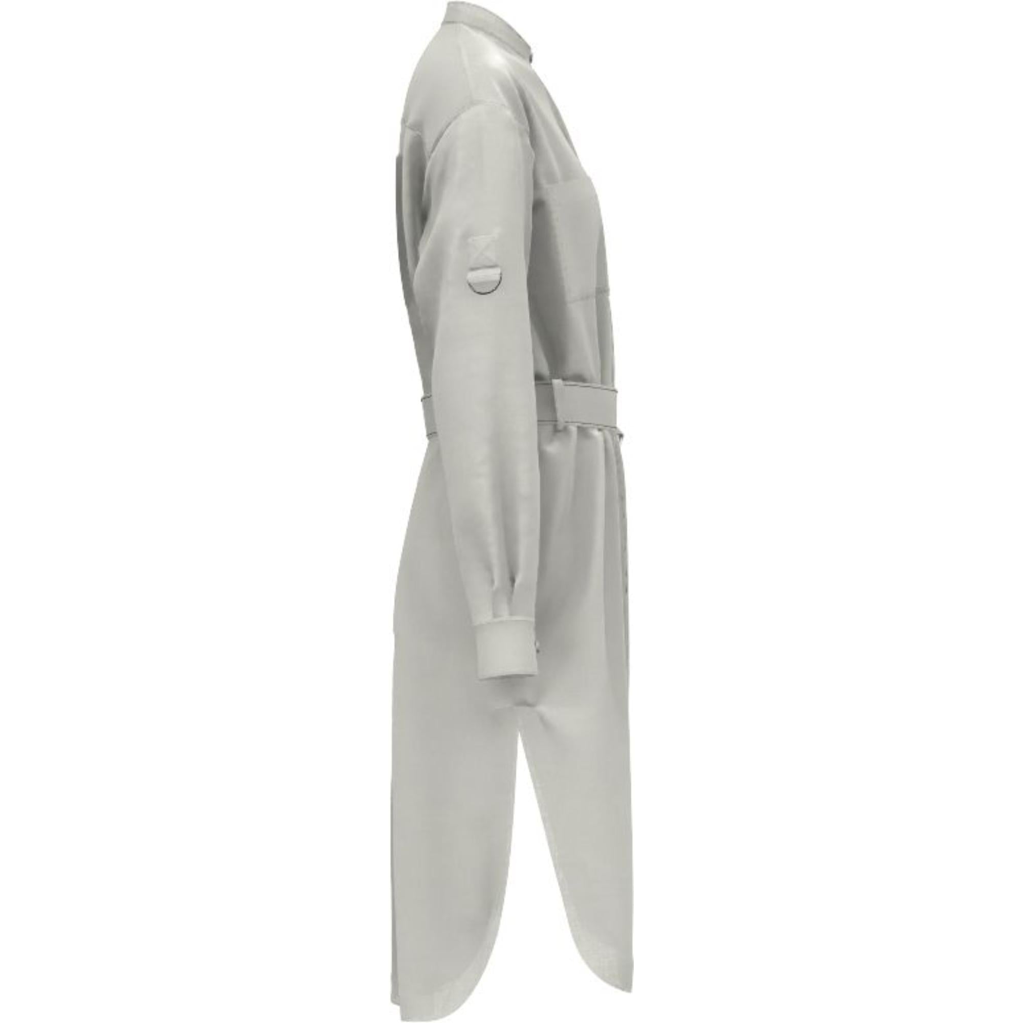 라벨 아플리케 코튼 벨트 셔츠 드레스