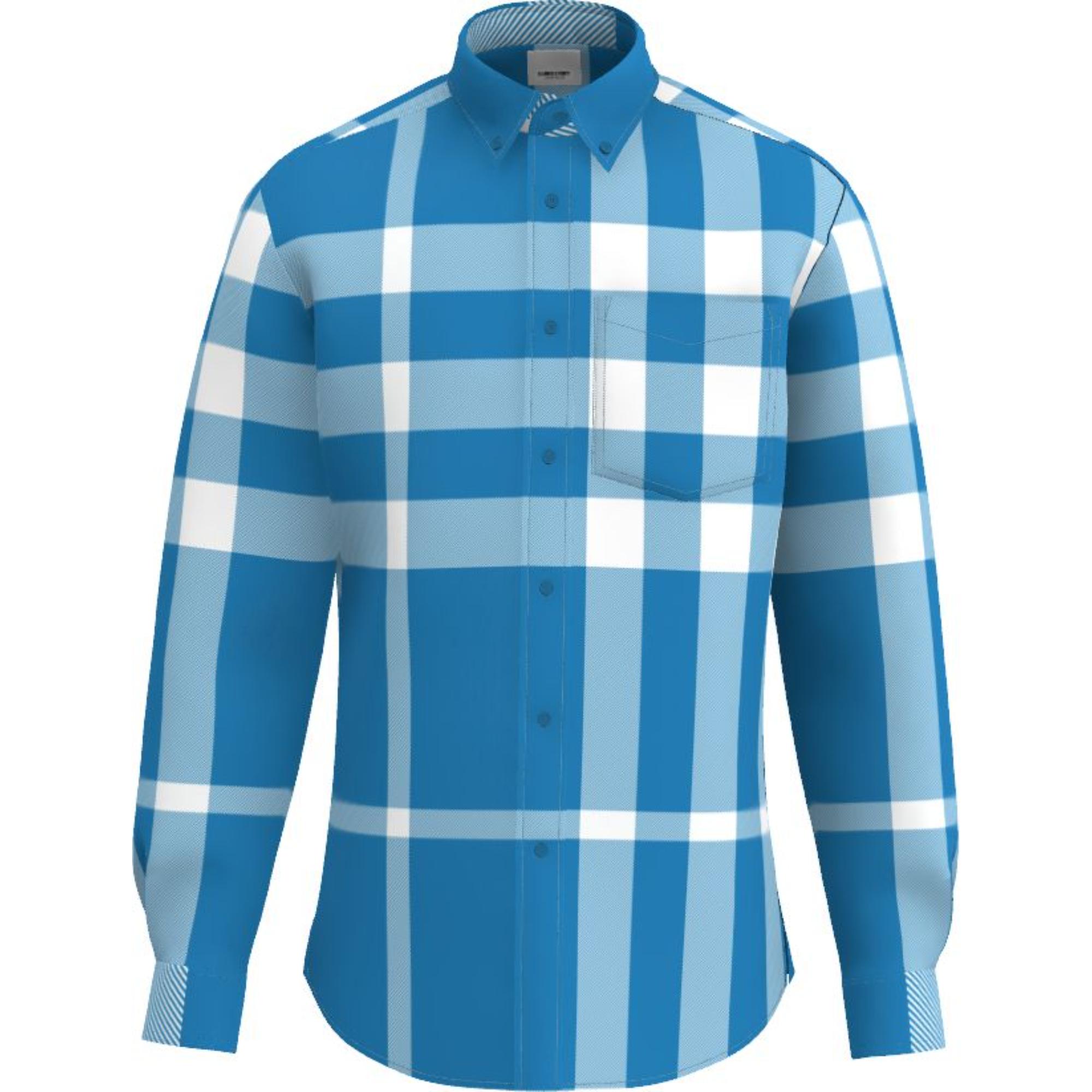 체크 스트레치 코튼 포플린 셔츠