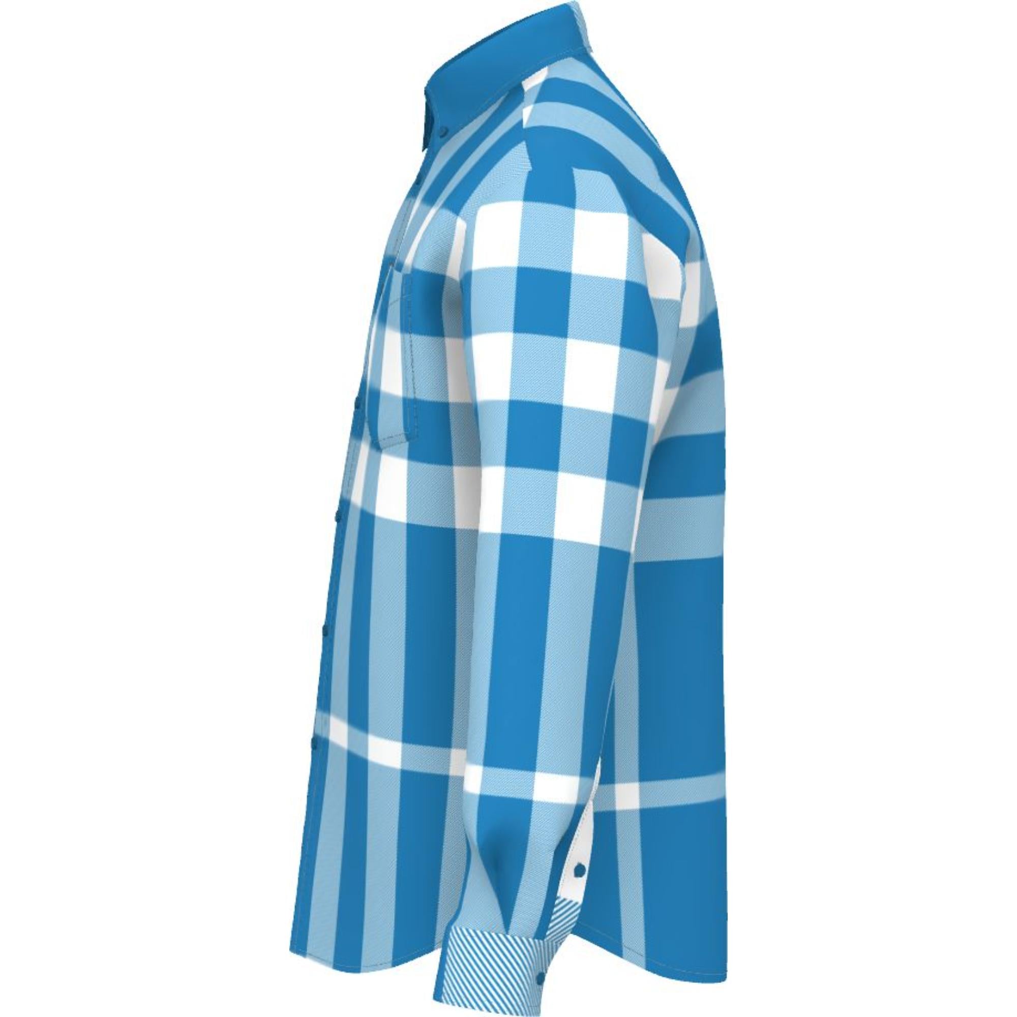 체크 스트레치 코튼 포플린 셔츠