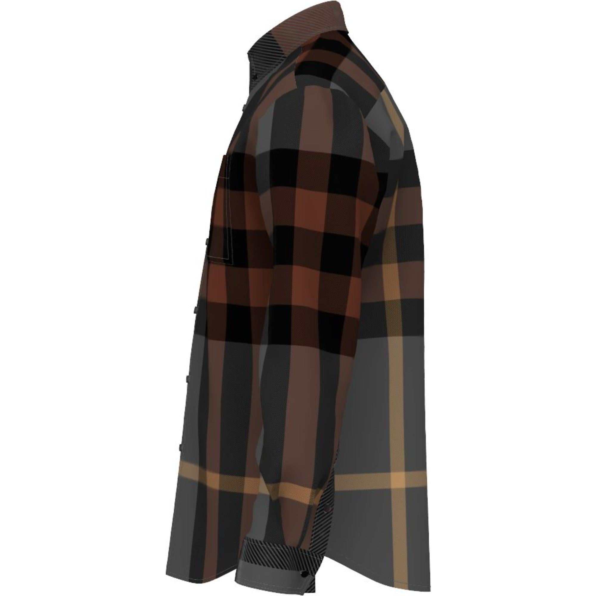 체크 스트레치 코튼 포플린 셔츠