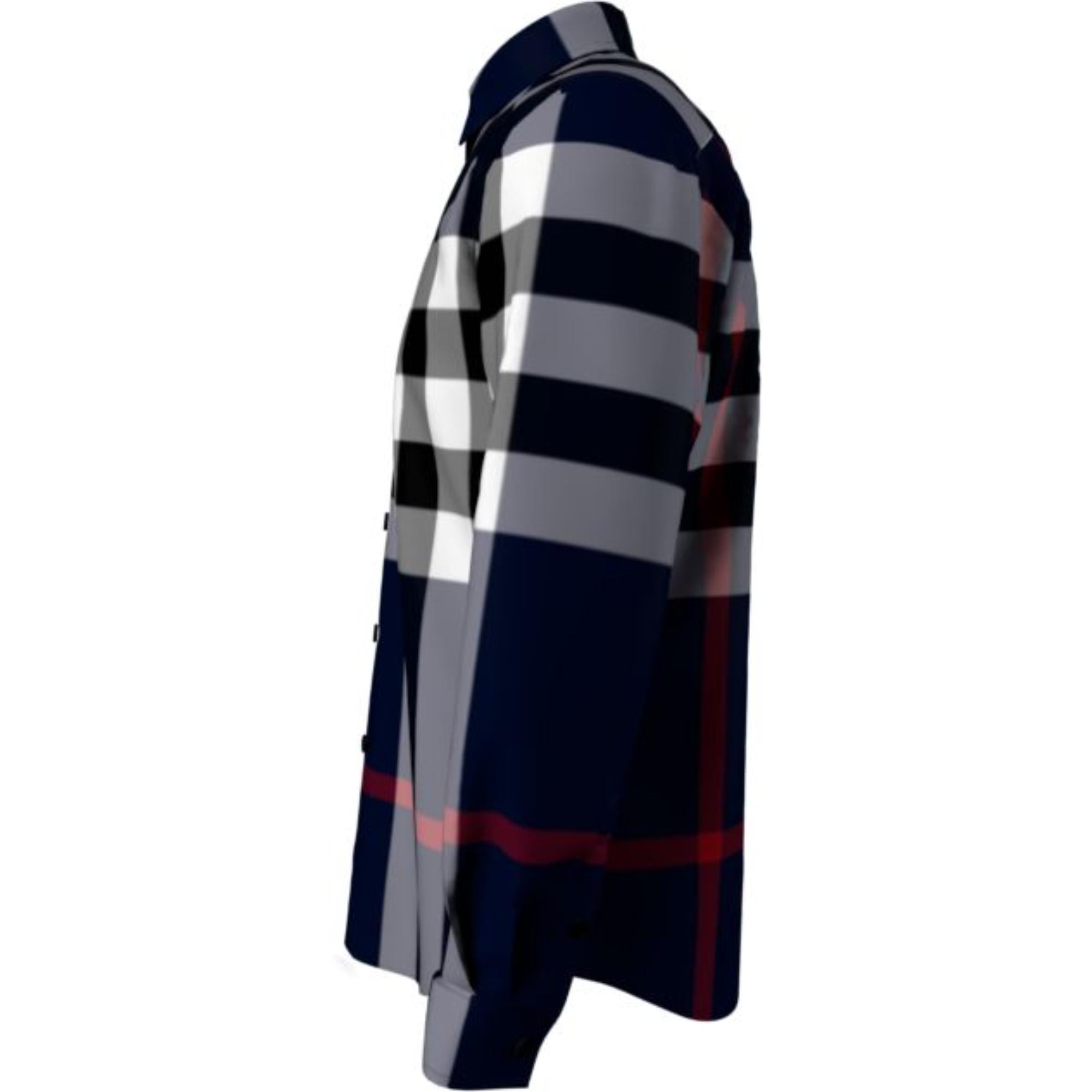 체크 스트레치 코튼 포플린 셔츠