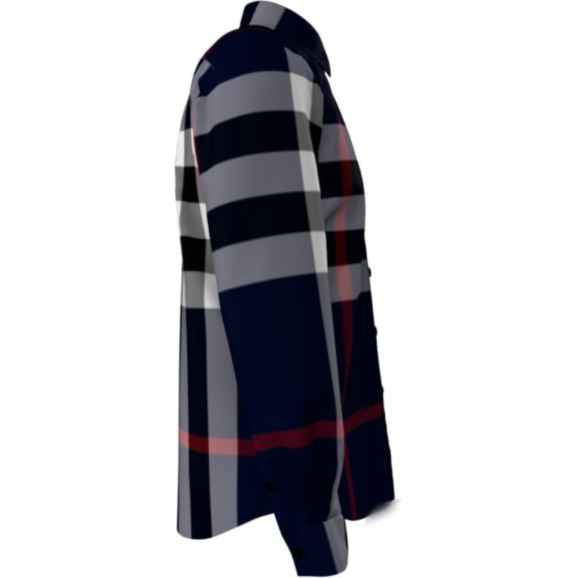 체크 스트레치 코튼 포플린 셔츠