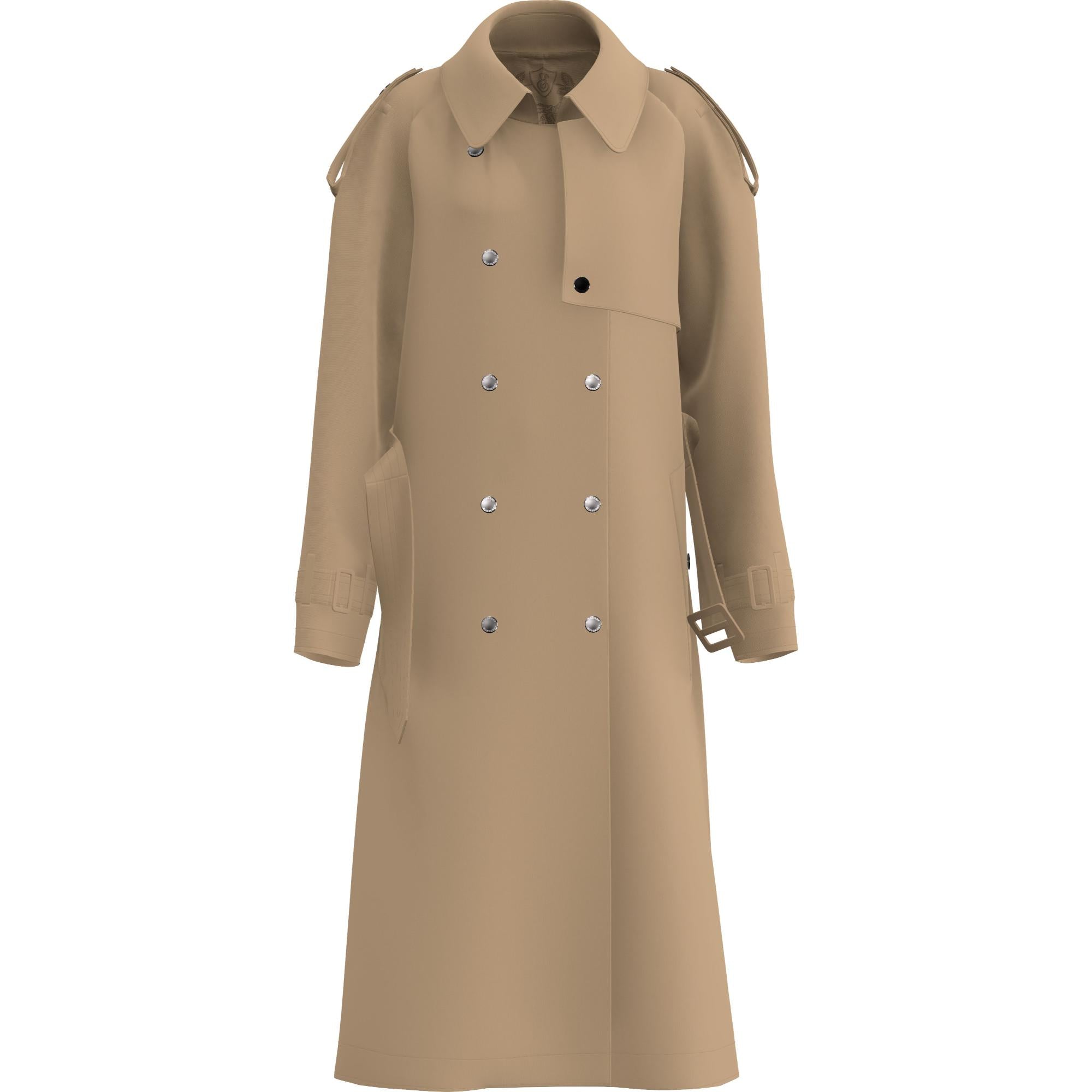 트라이 레이어 개버딘 롱라인 트렌치코트