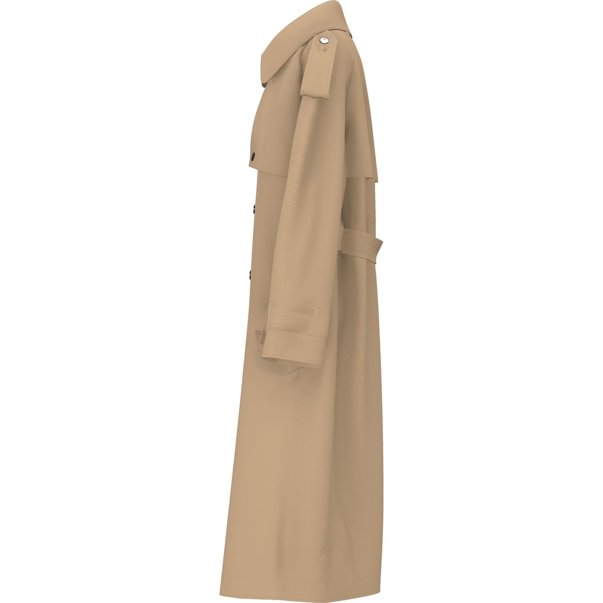 트라이 레이어 개버딘 롱라인 트렌치코트