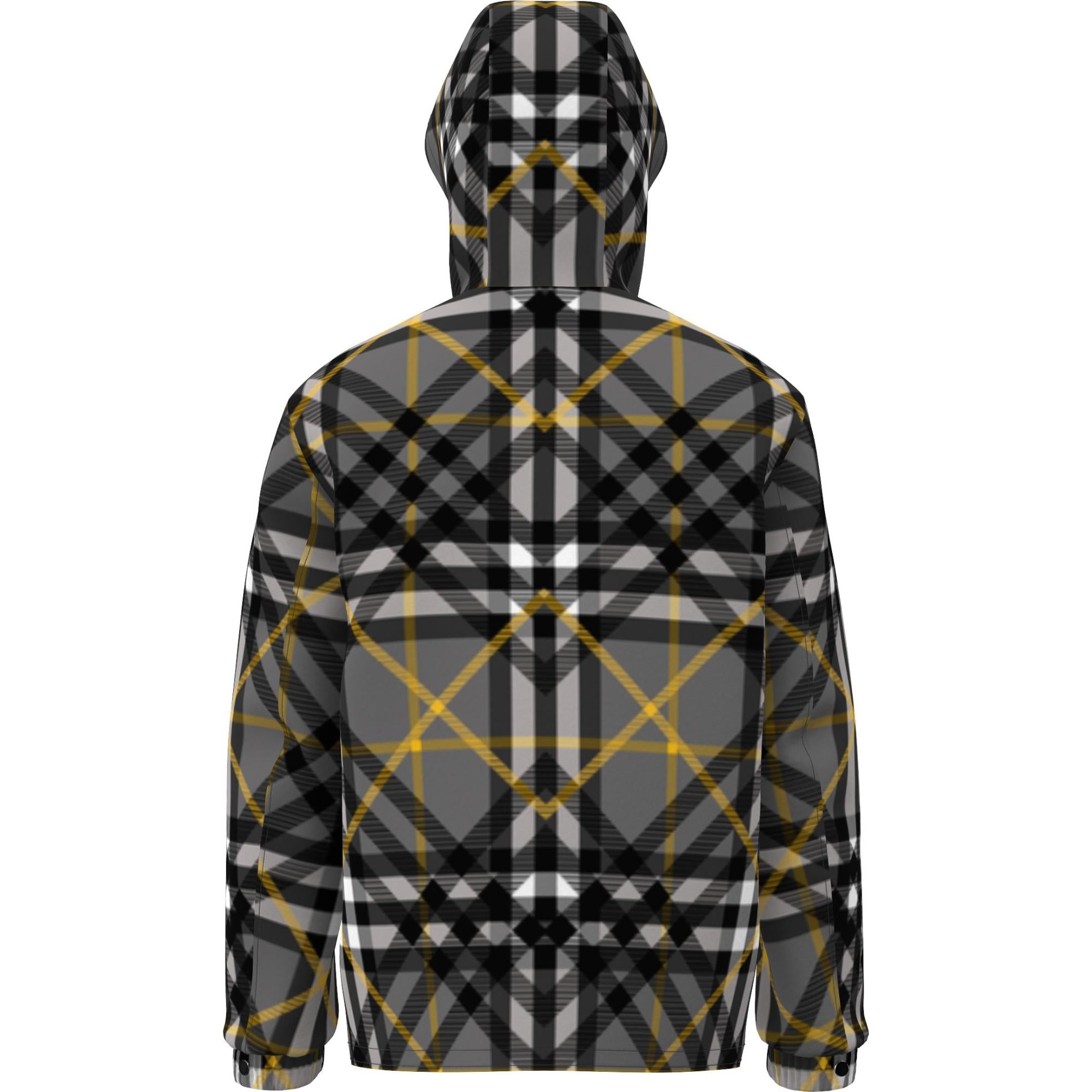 레이어드 체크 개버딘 후드 재킷