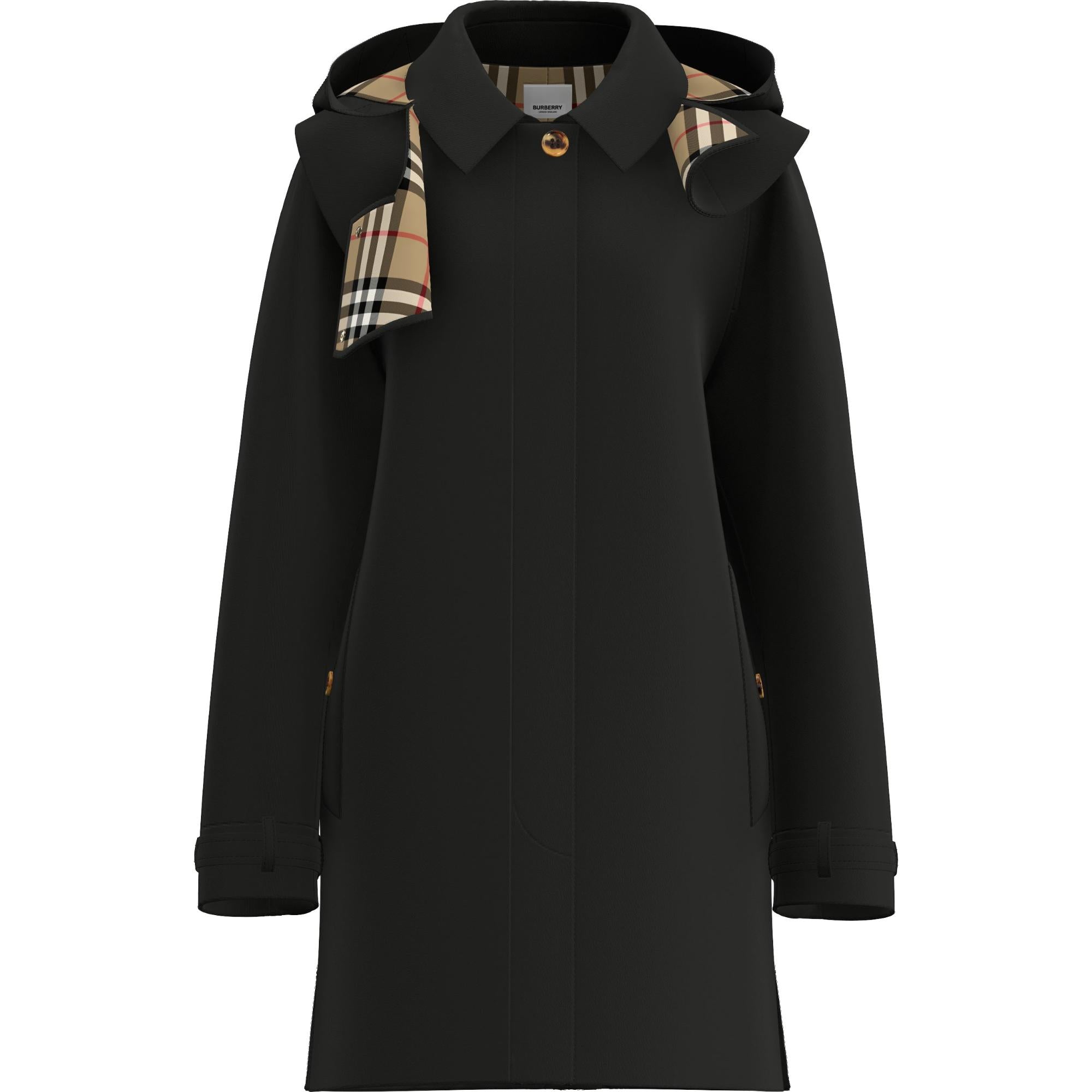 디태처블 후드 코튼 개버딘 카 코트