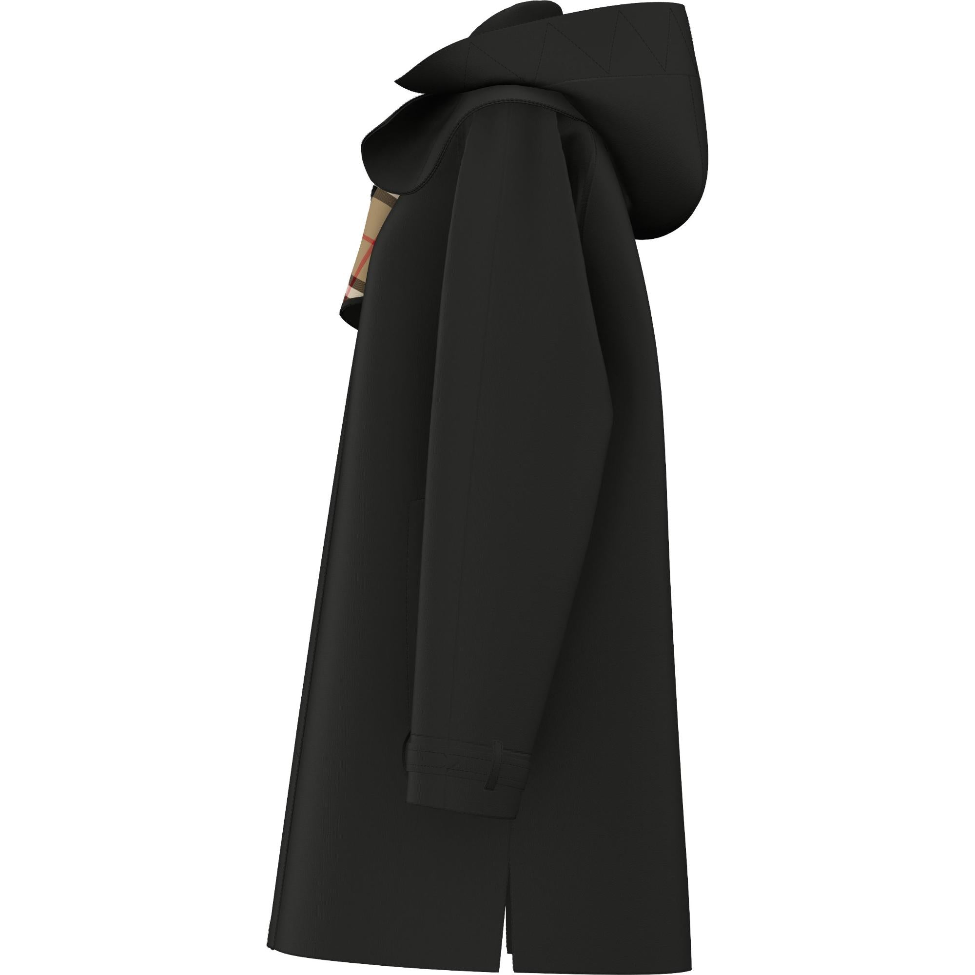 디태처블 후드 코튼 개버딘 카 코트