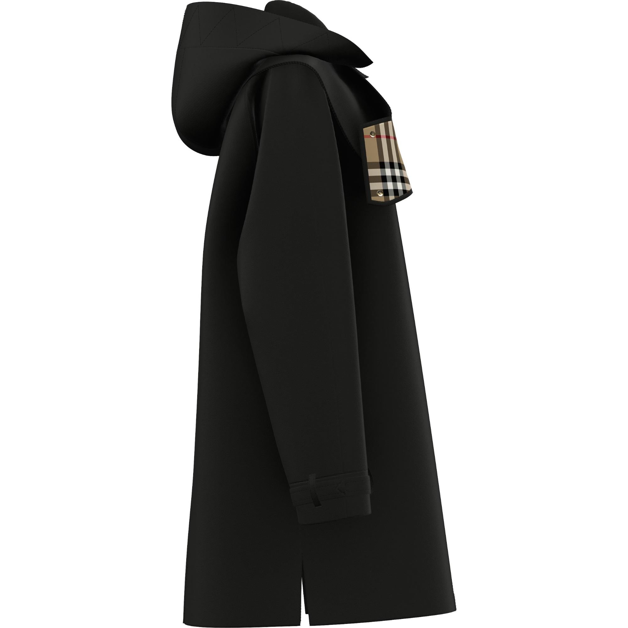 디태처블 후드 코튼 개버딘 카 코트