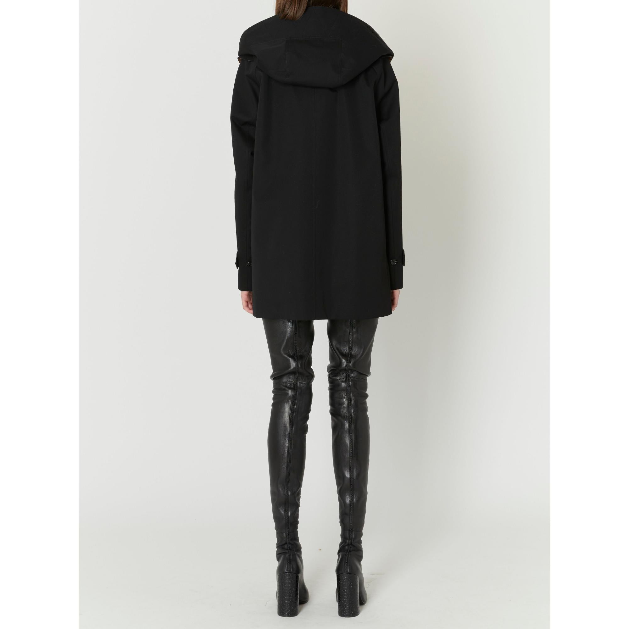 디태처블 후드 코튼 개버딘 카 코트